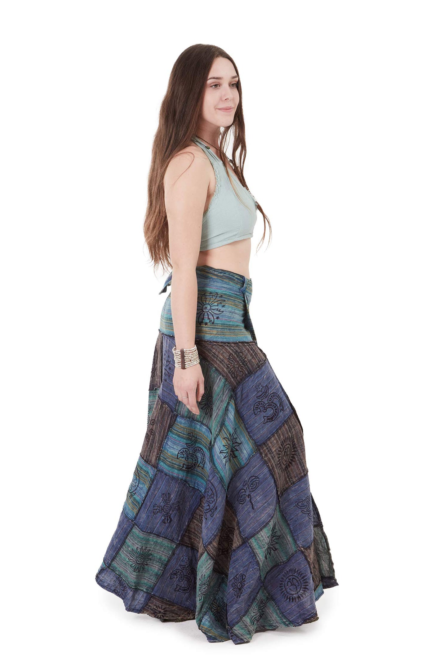 Long Earthy Patchwork Skirt