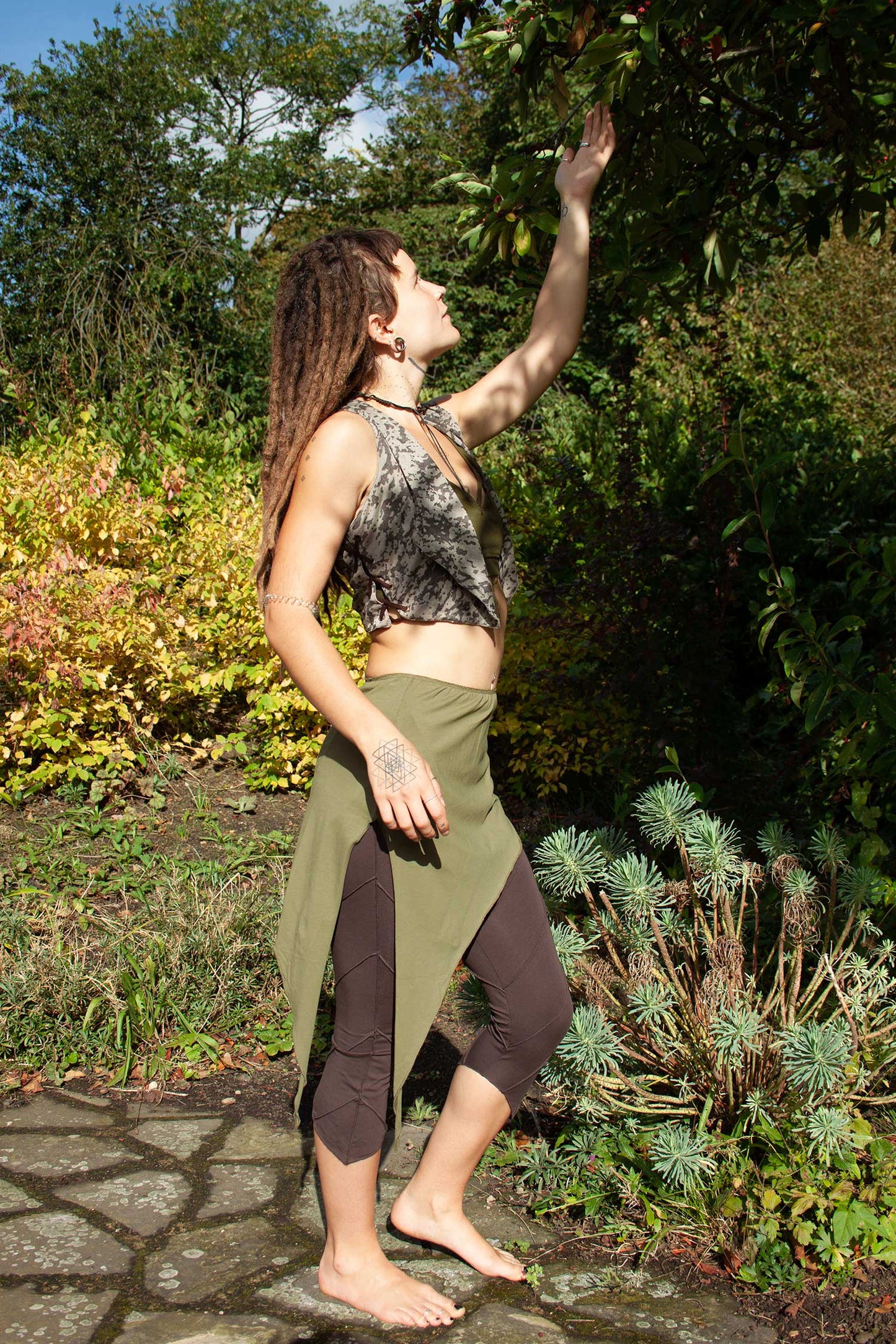 Organic Cotton Asymmetric Pixie Skirt - Clover Skirt (TSK246) by Altshop UK