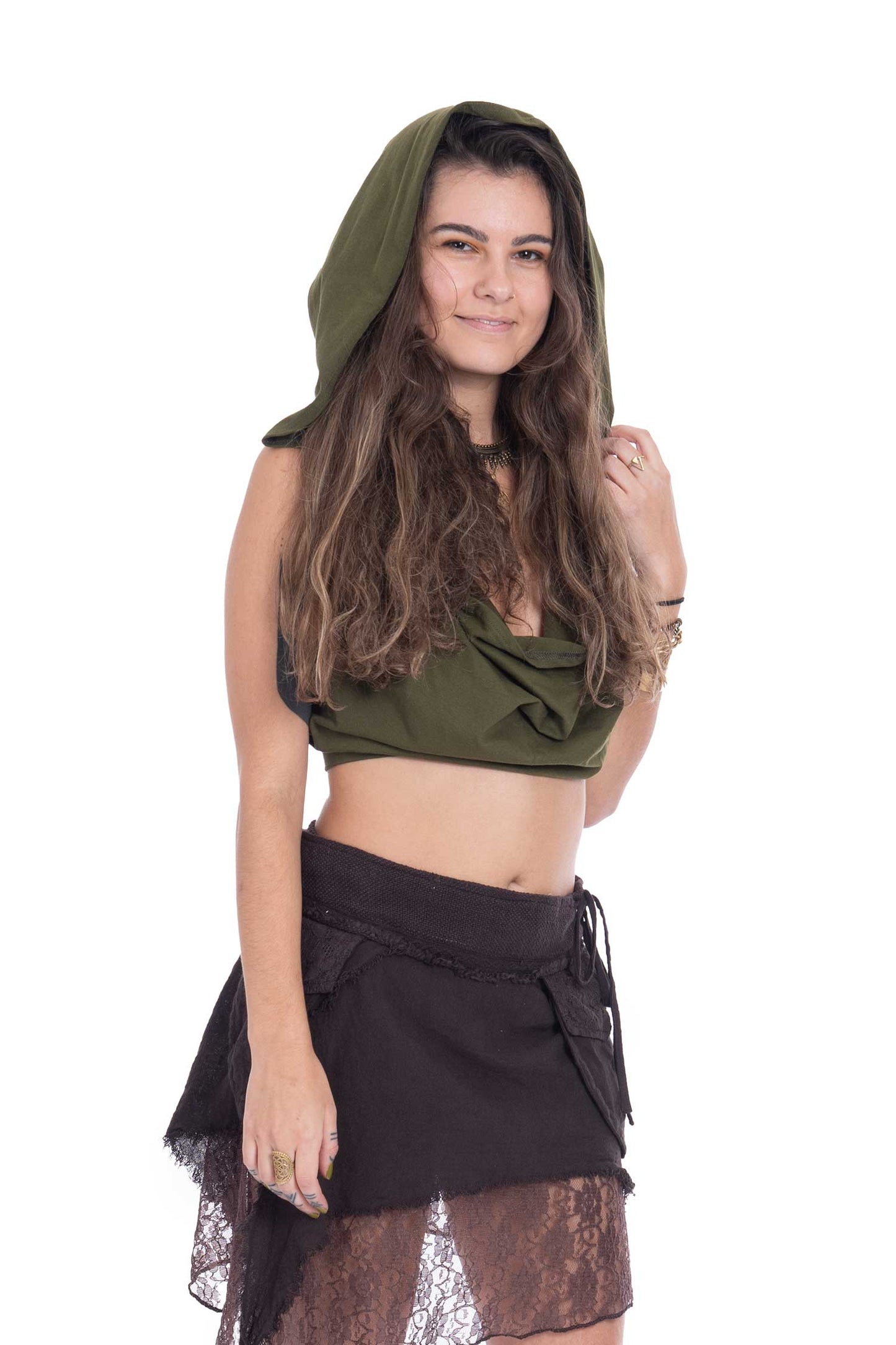 Hooded Backless Cowl Top
