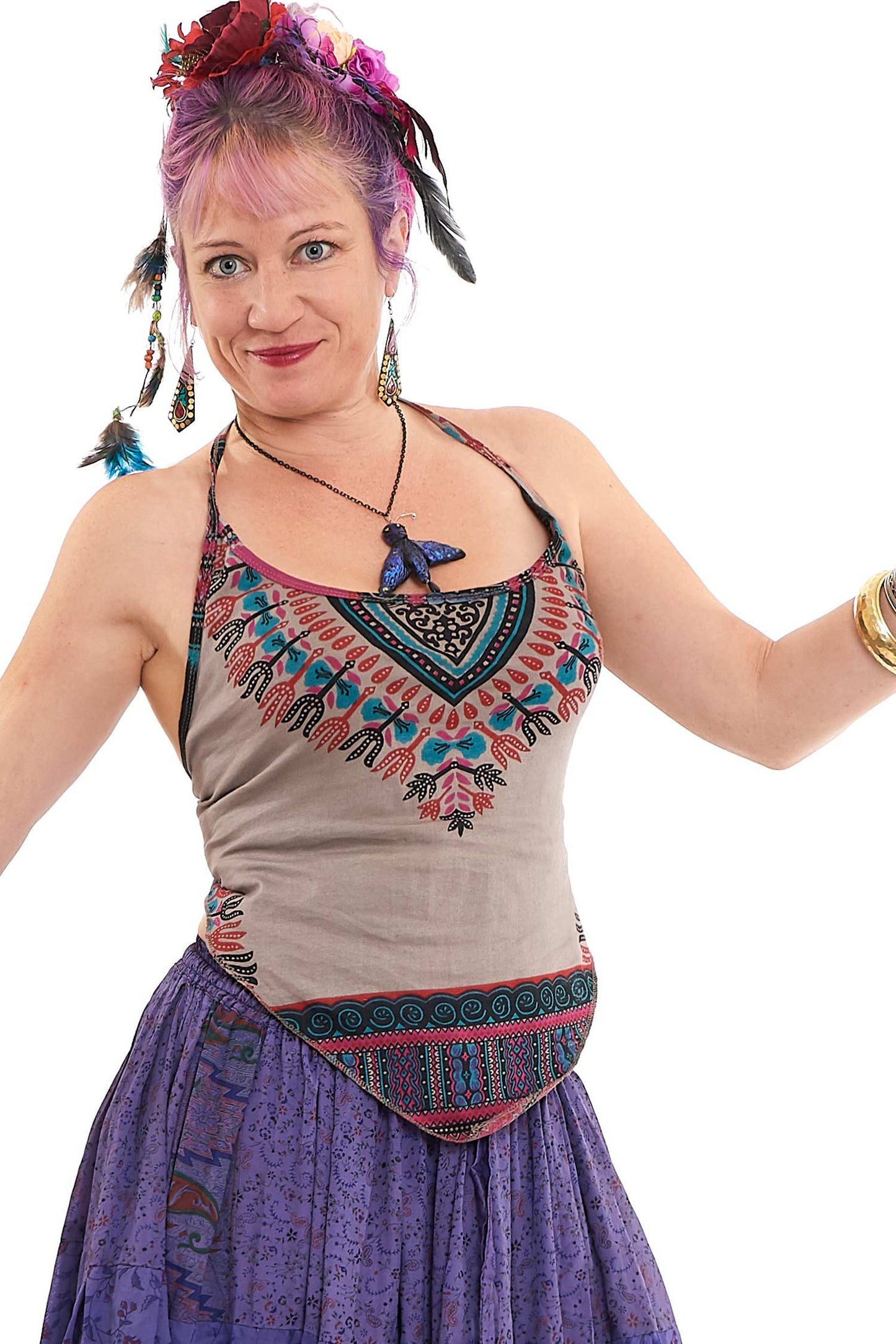Dashiki Crop Mini Top, Summer Festival Top