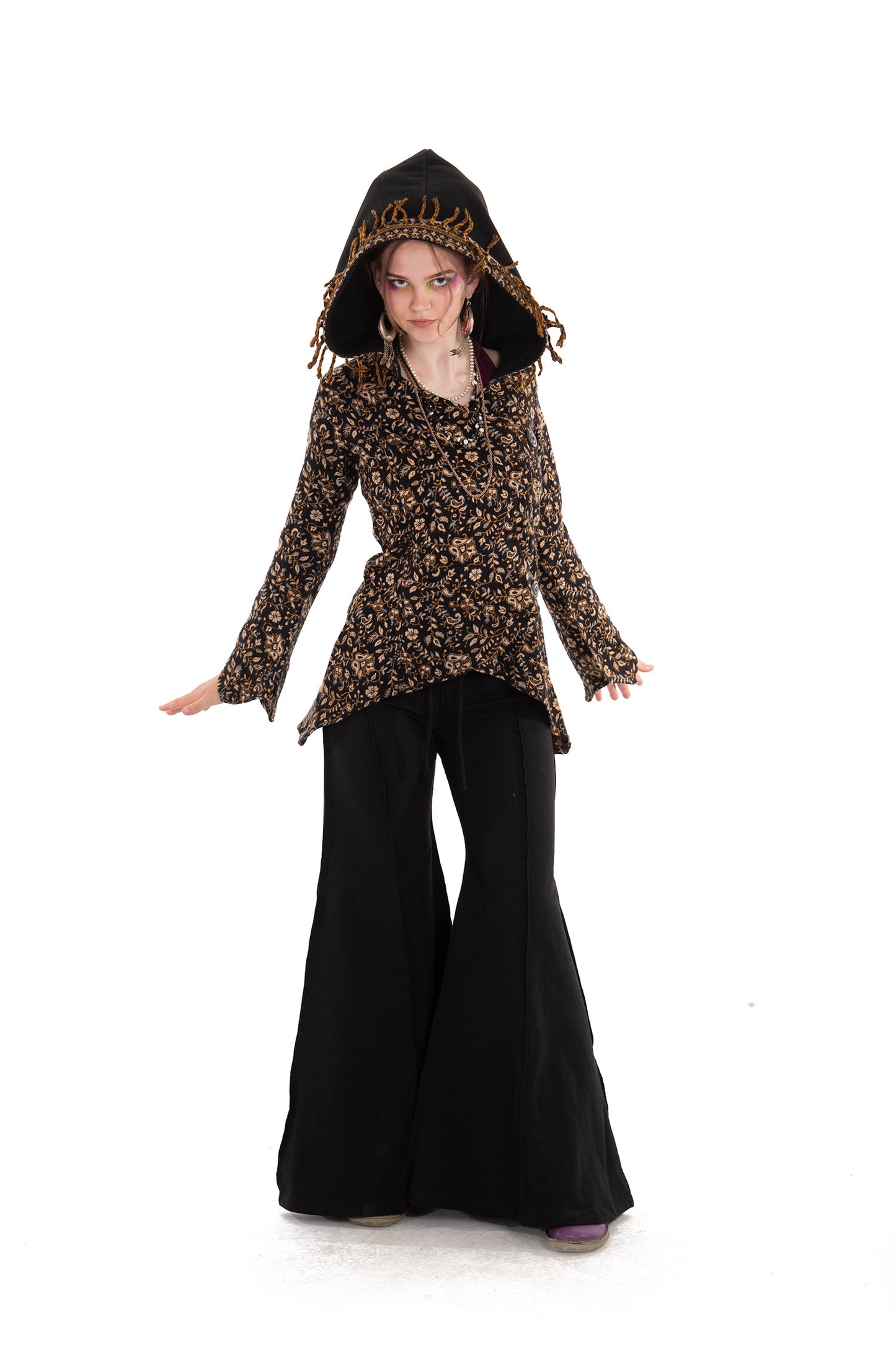 Paisley Shawl Jacket with Extra Large Tassled Hood