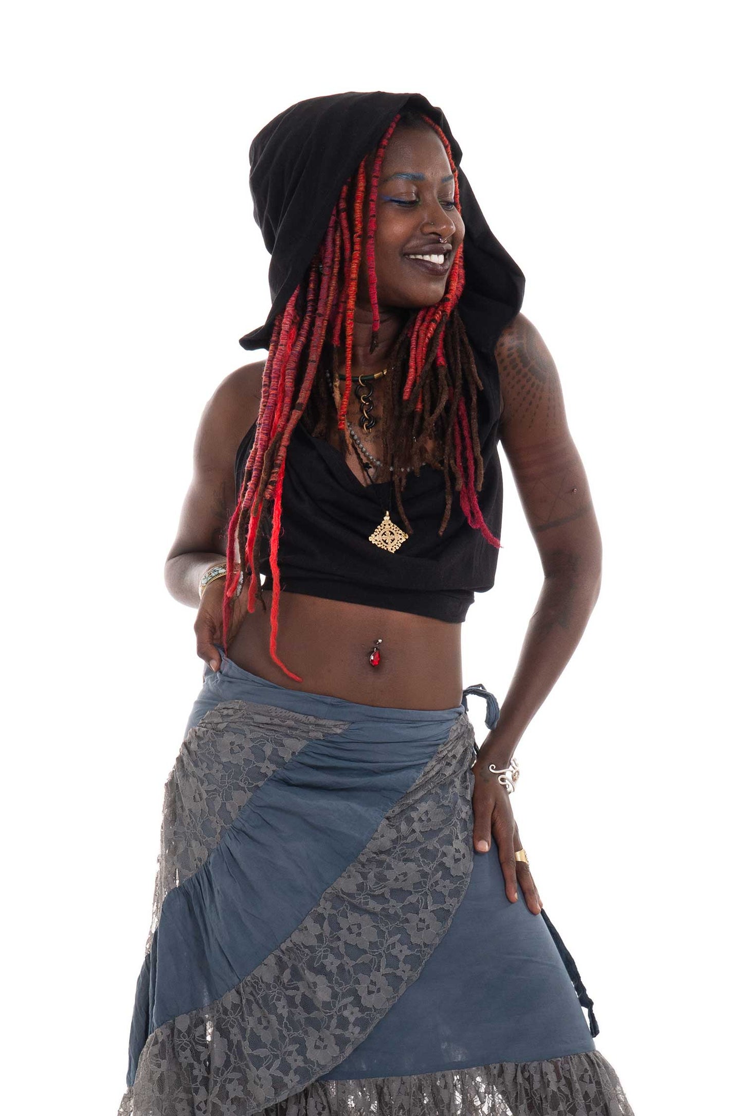 Hooded Backless Cowl Top