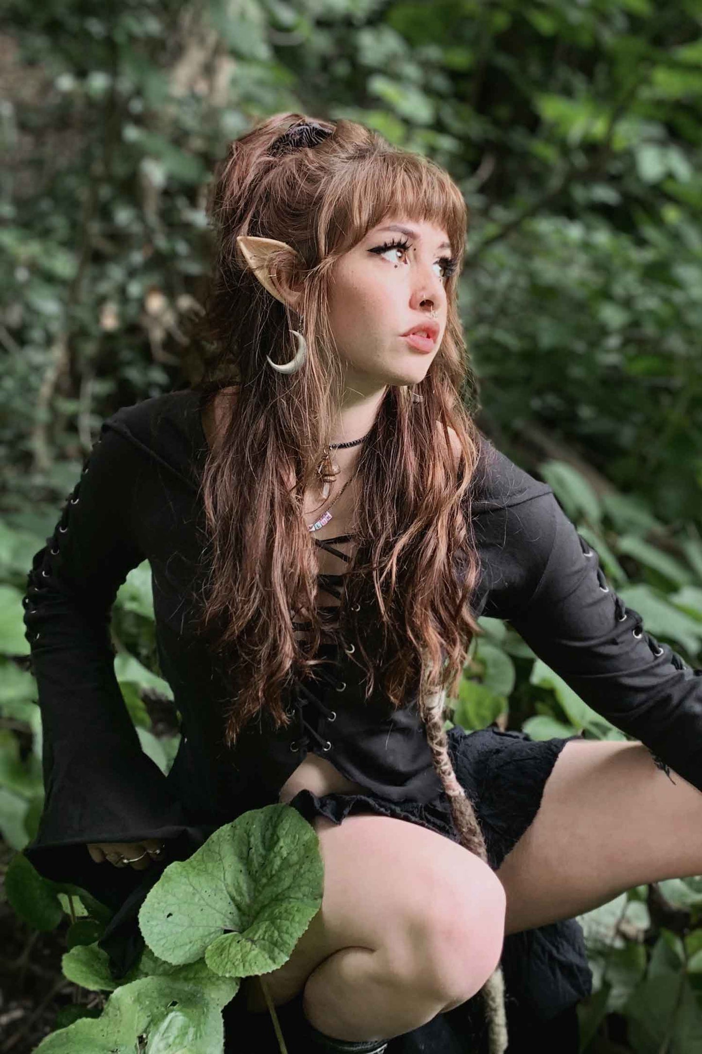 Lace-Up Angel Sleeve Pagan Pixie Crop Top