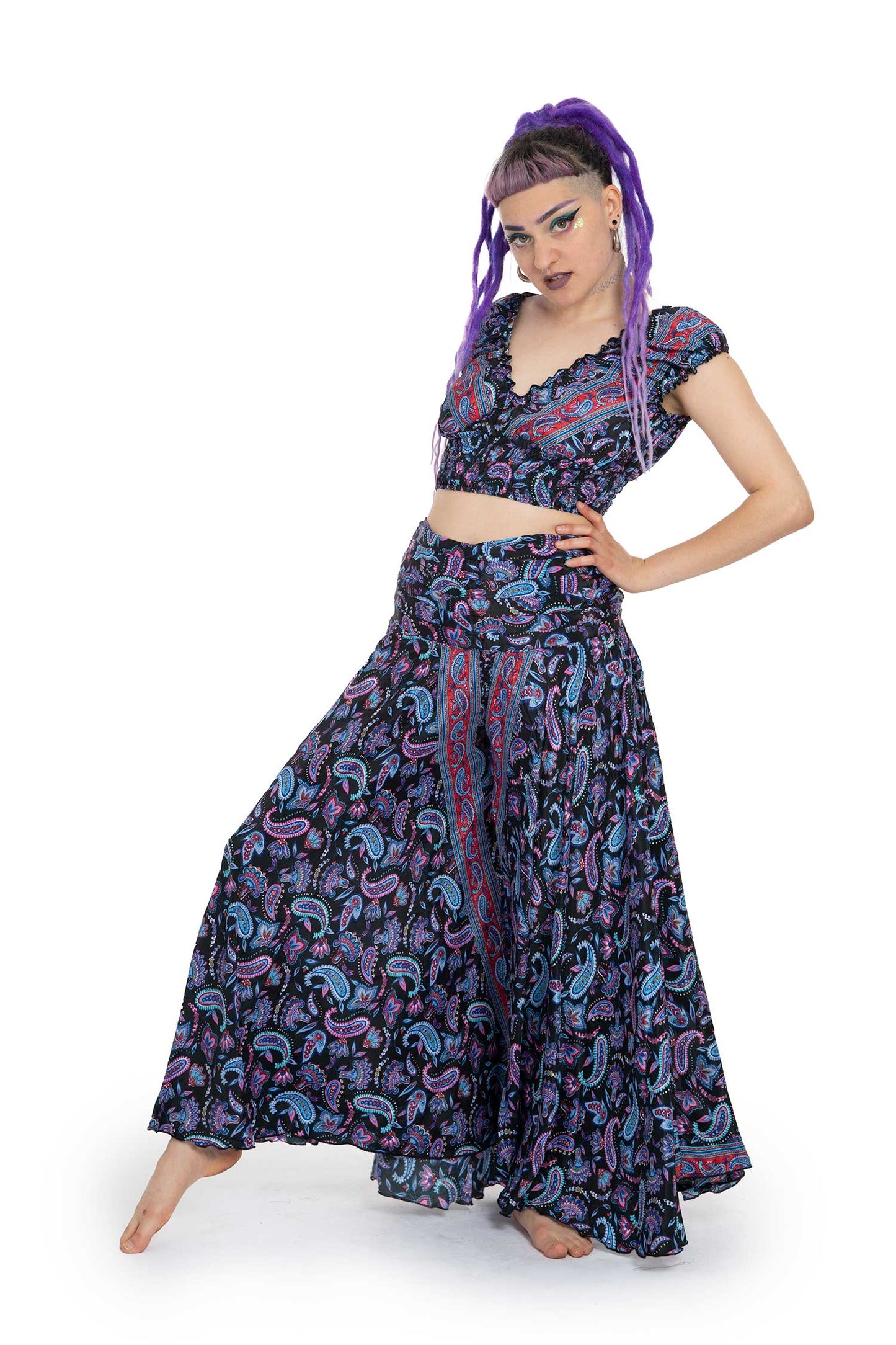 Floaty Boho Crop Top and Palazzo Pants Set - Umbrella Set (RSUMBS) by Altshop UK