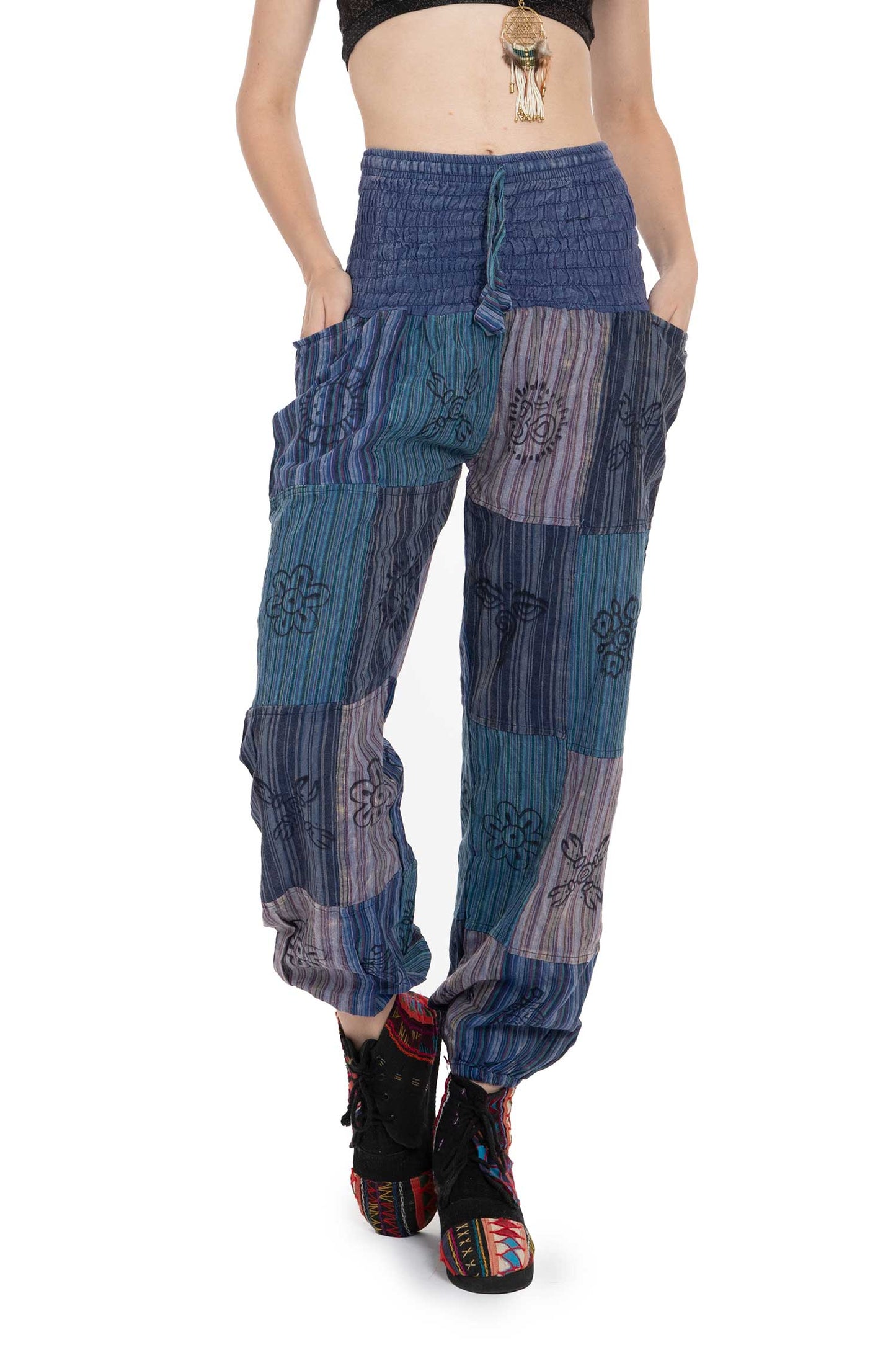 Patchwork Block Print Trousers - Jellyfish Trousers (RGJELLT) by Altshop UK