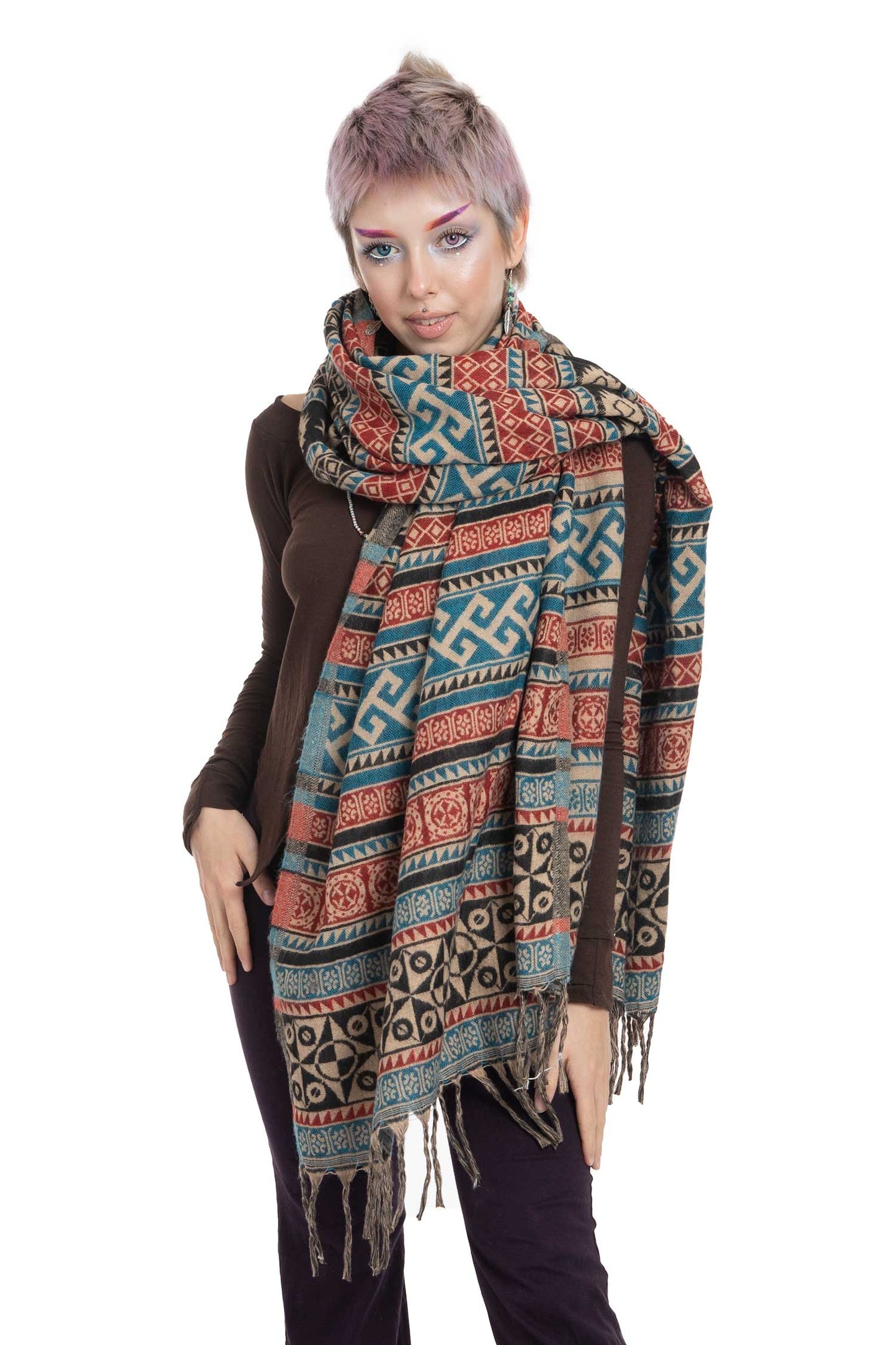 Aztec Turkish Tribal Design Geometric Pattern Shawl - Geo Shawl (ROKGESH) by Altshop UK