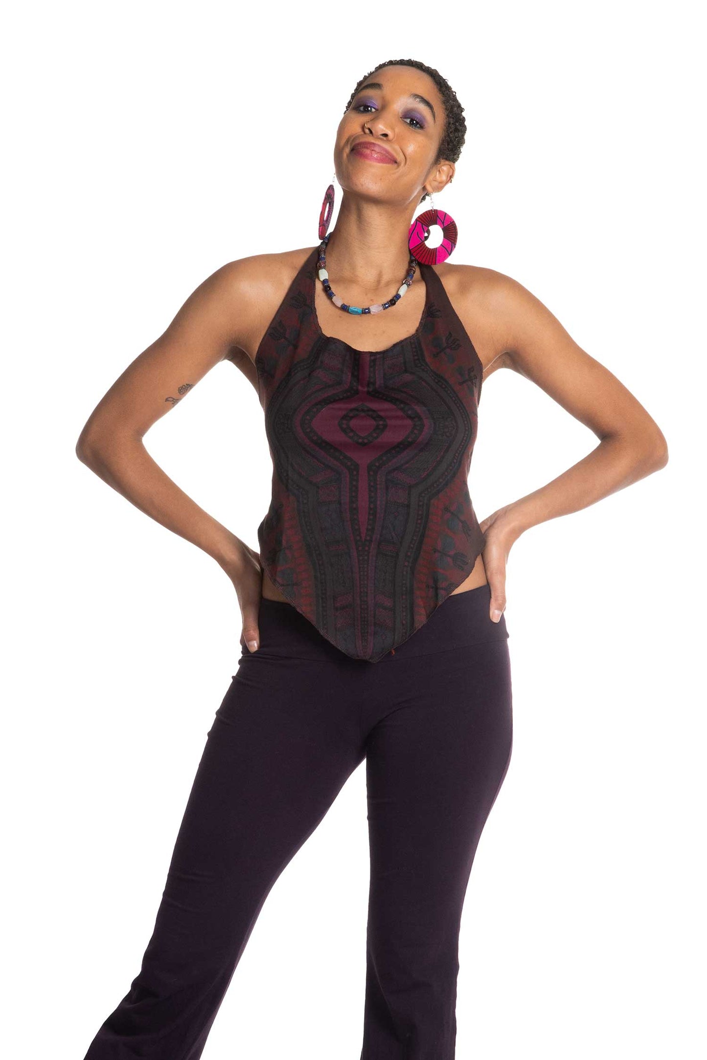 African Dashiki Strappy Crop Top - African Elastic Top (ROKMNIT) by Altshop UK