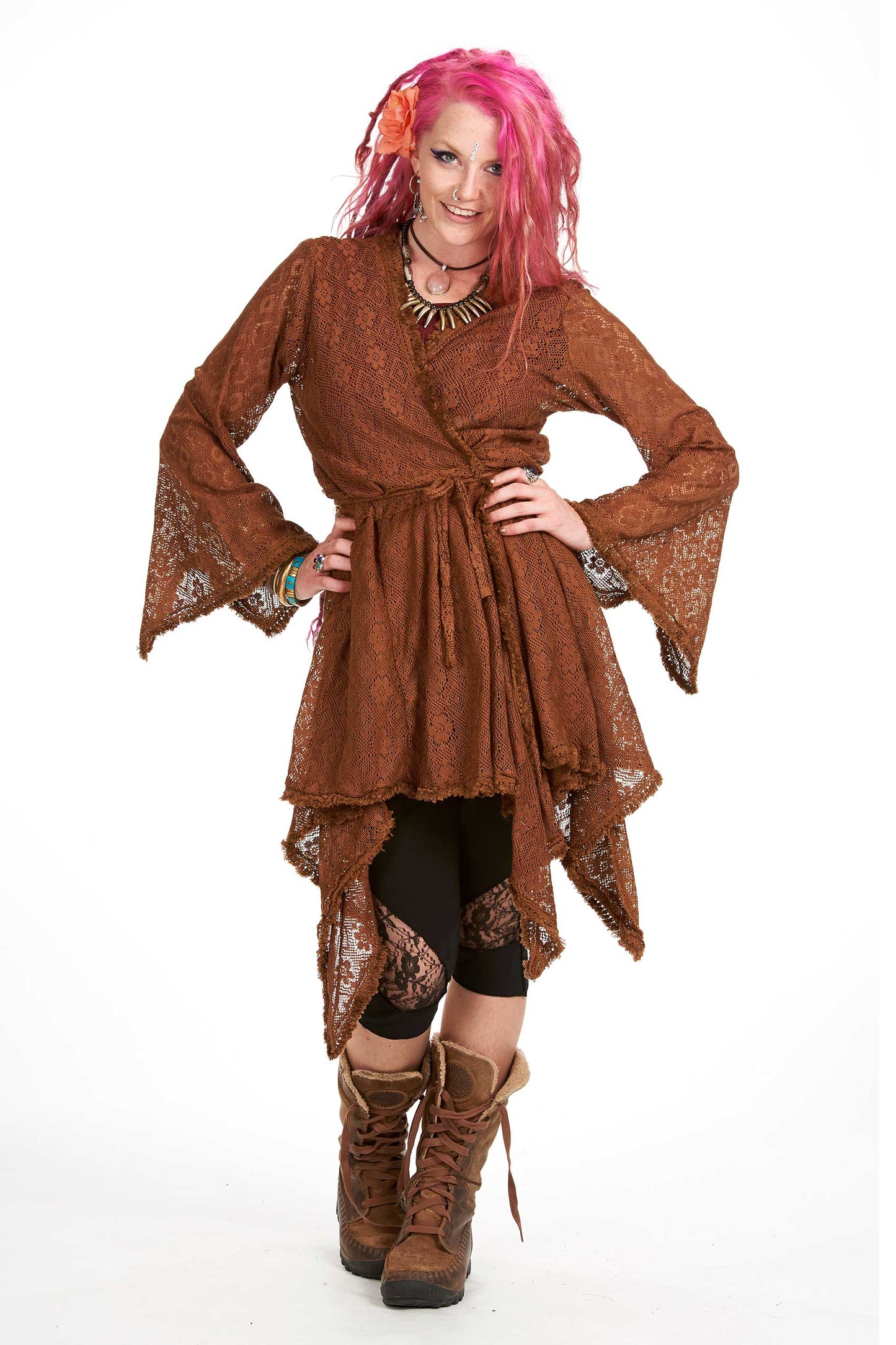 Ibiza Wrap Jacket, pagan Gypsy boho kimono vintage-style hippy top - Lace wrap (DBANLA) by Altshop UK