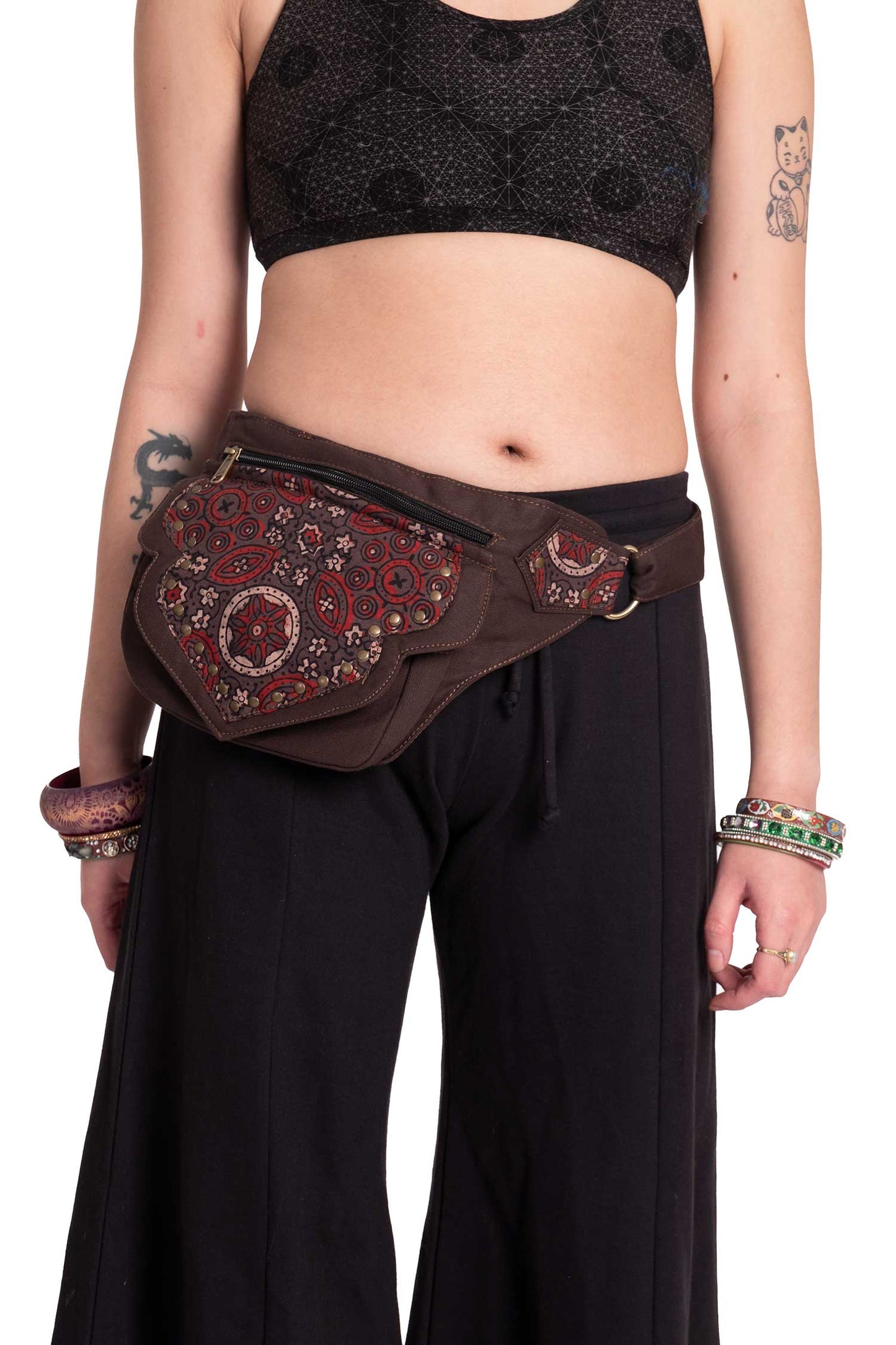 Hand Stamped Block Print Pocket Belt - Block Print Belt (AARBLOK) by Altshop UK