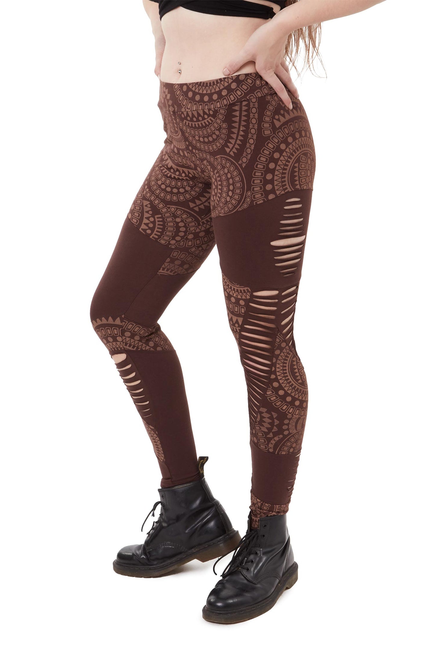 Slashed Mandala Tribal Steampunk Leggings
