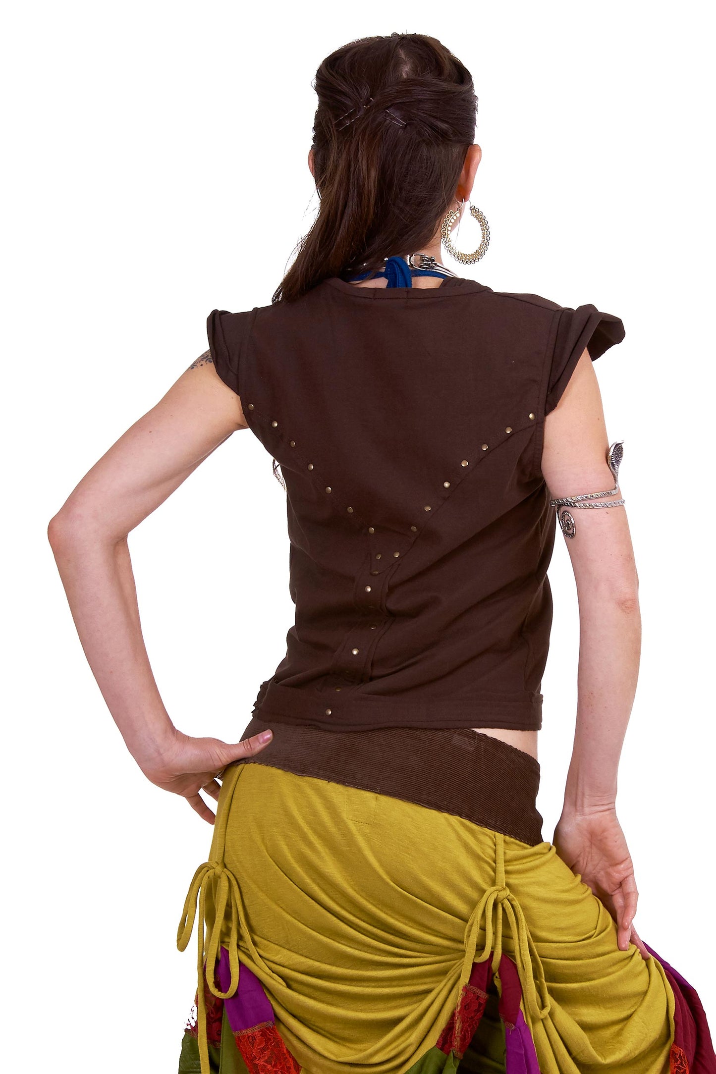 Tribal Psy Trance Vest, Goth Emo Punk Cropped Jacket Top