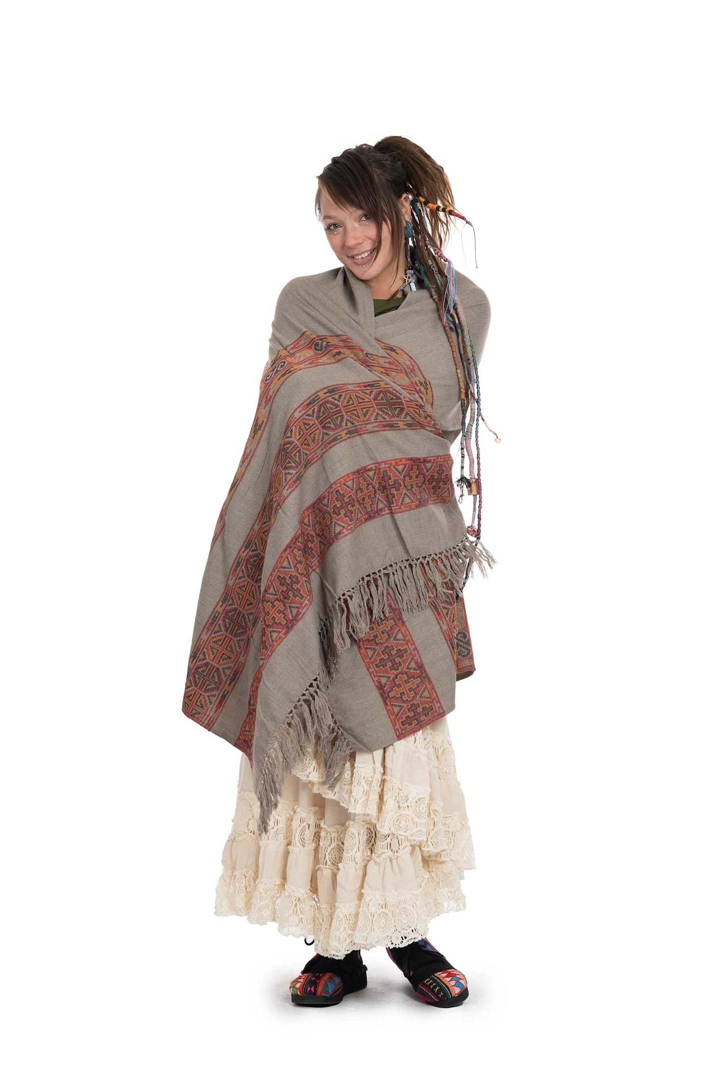Large Oversized Tribal Festival Wrap Shawl - Shamanka Shawl (ROKSKA) by Altshop UK