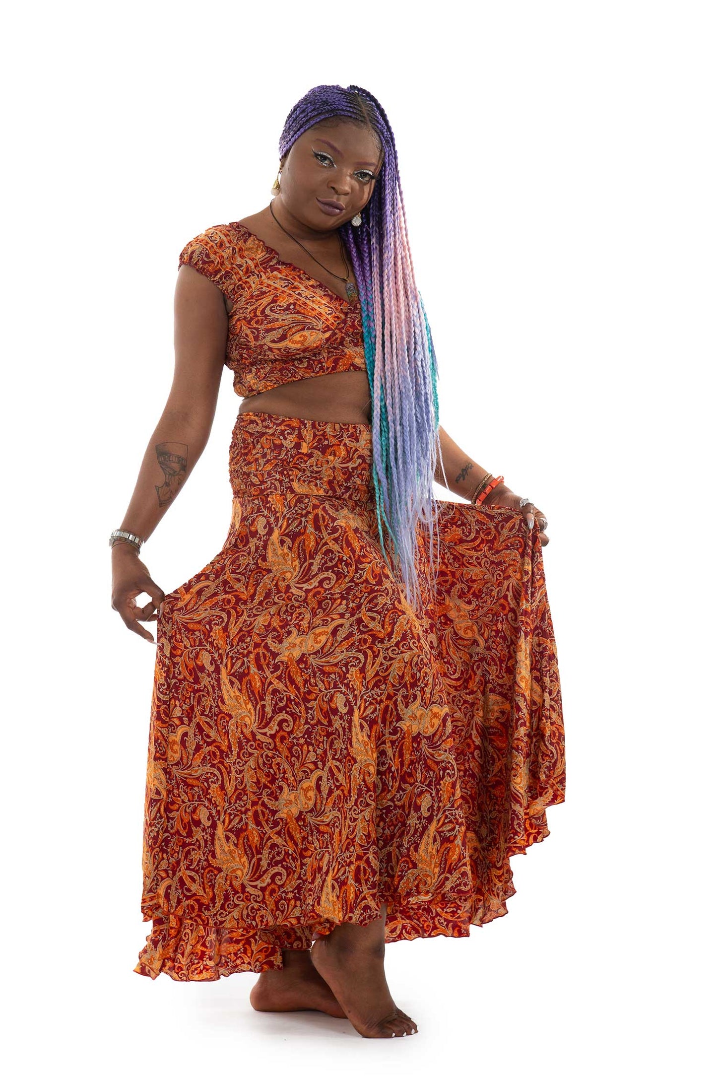 Floaty Boho Crop Top and Palazzo Pants Set - Umbrella Set (RSUMBS) by Altshop UK