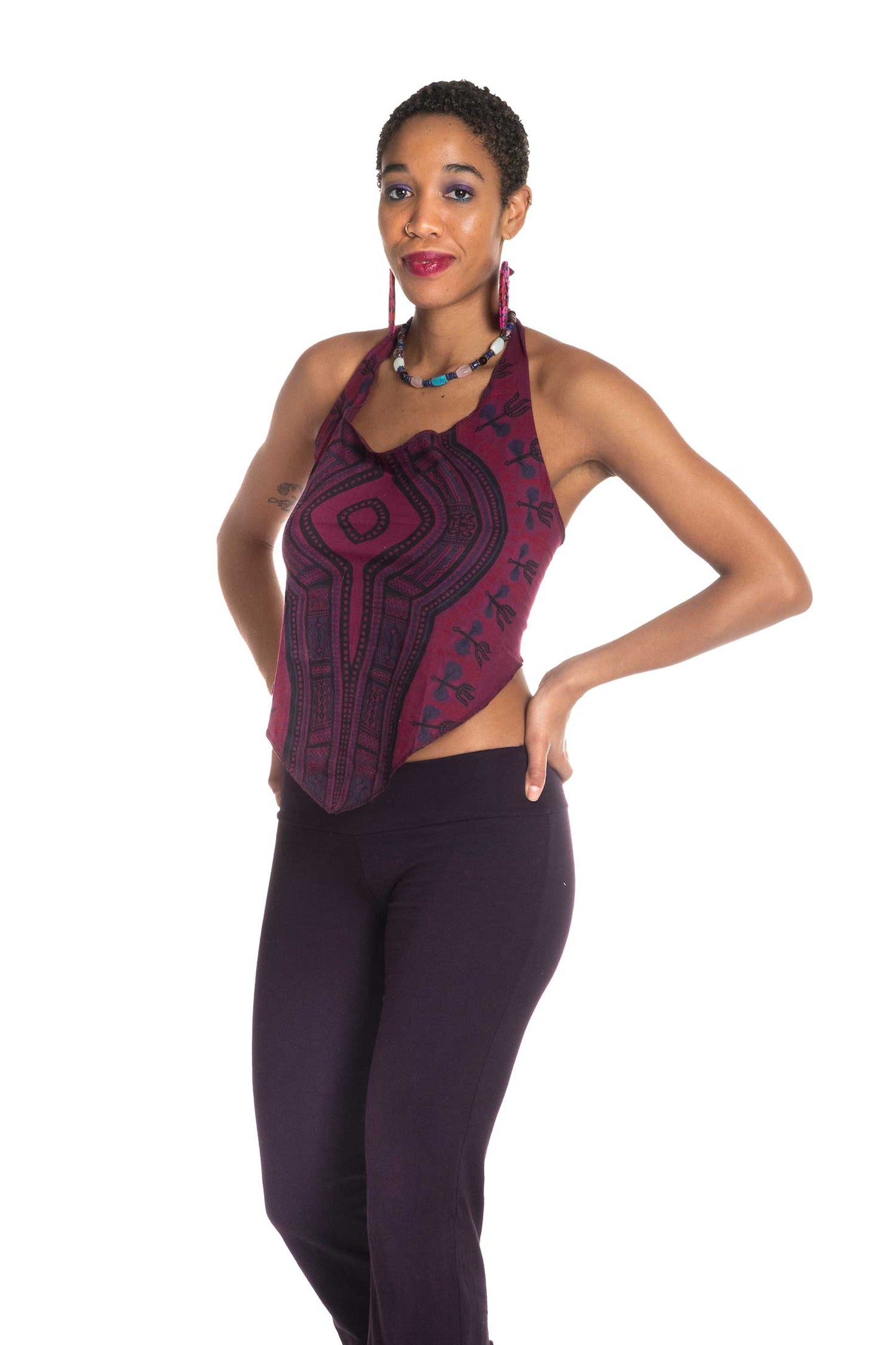 African Dashiki Strappy Crop Top - African Elastic Top (ROKMNIT) by Altshop UK