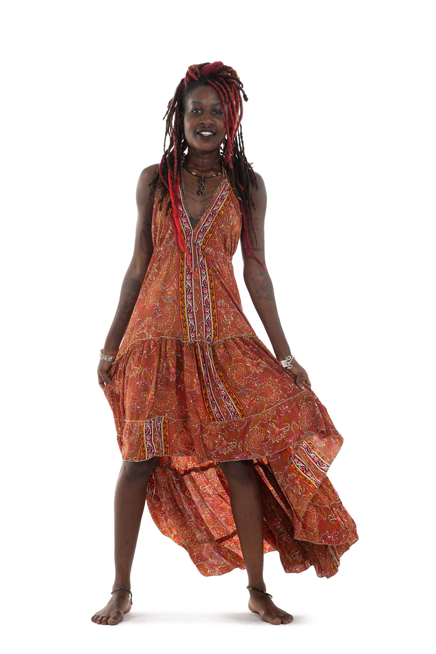 Floaty Hi Low Flowery Summer Dress - Floaty Summer Dress (RSFSUMD) by Altshop UK