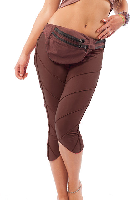 Organic Cotton Cropped Yoga Pixie Leggings - Piko Leaf Leggings (TLP153) by Altshop UK
