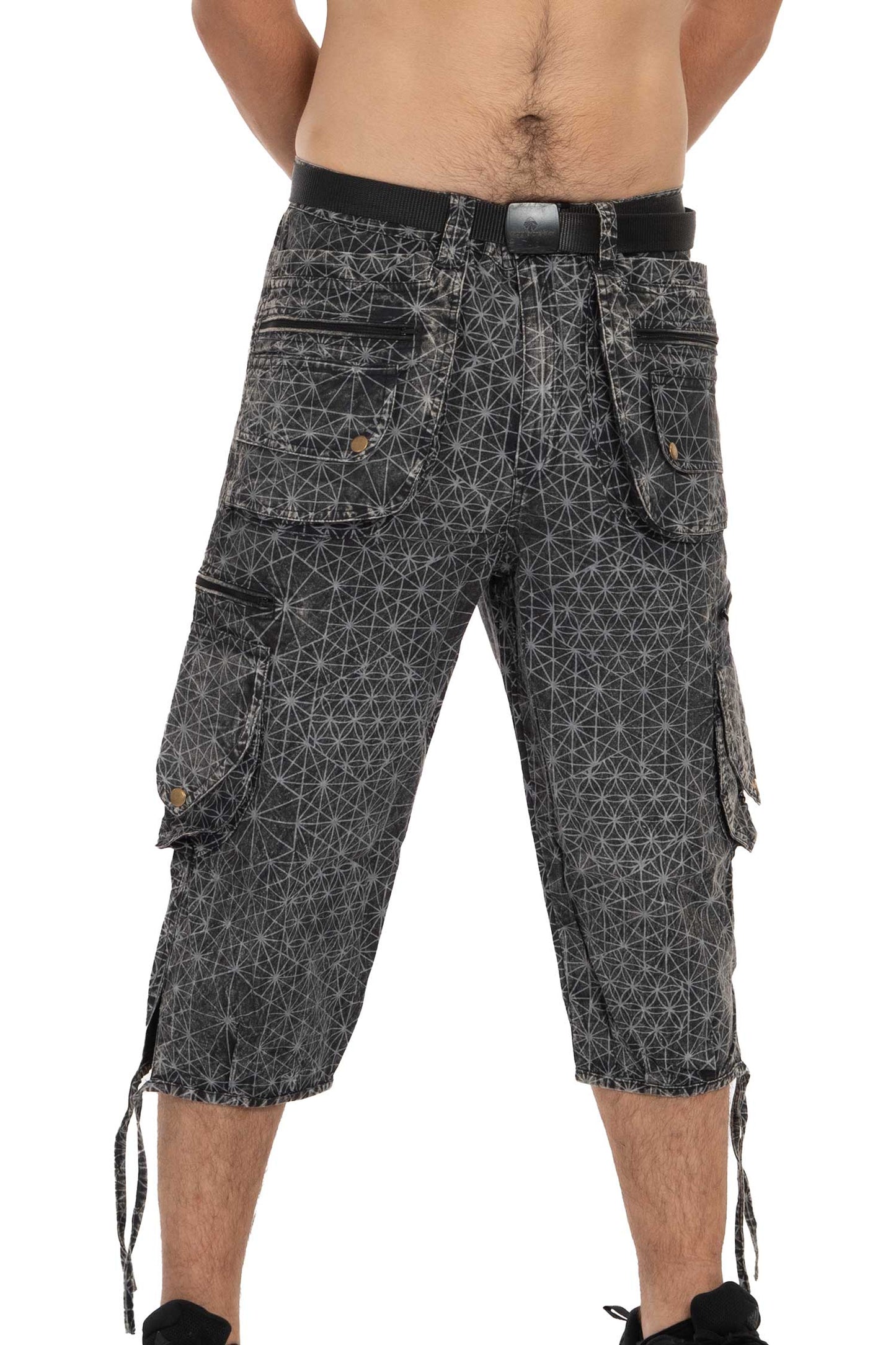 Mens Geometric Cargo Festival Shorts