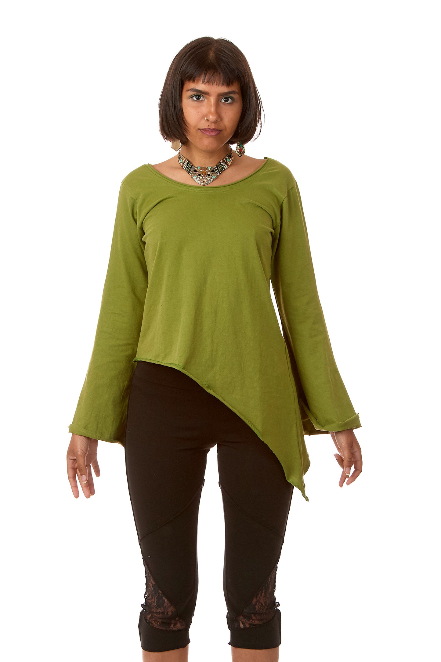 Assym long sleeve pixie top - Cutneck Top (ROKCUTN) by Altshop UK