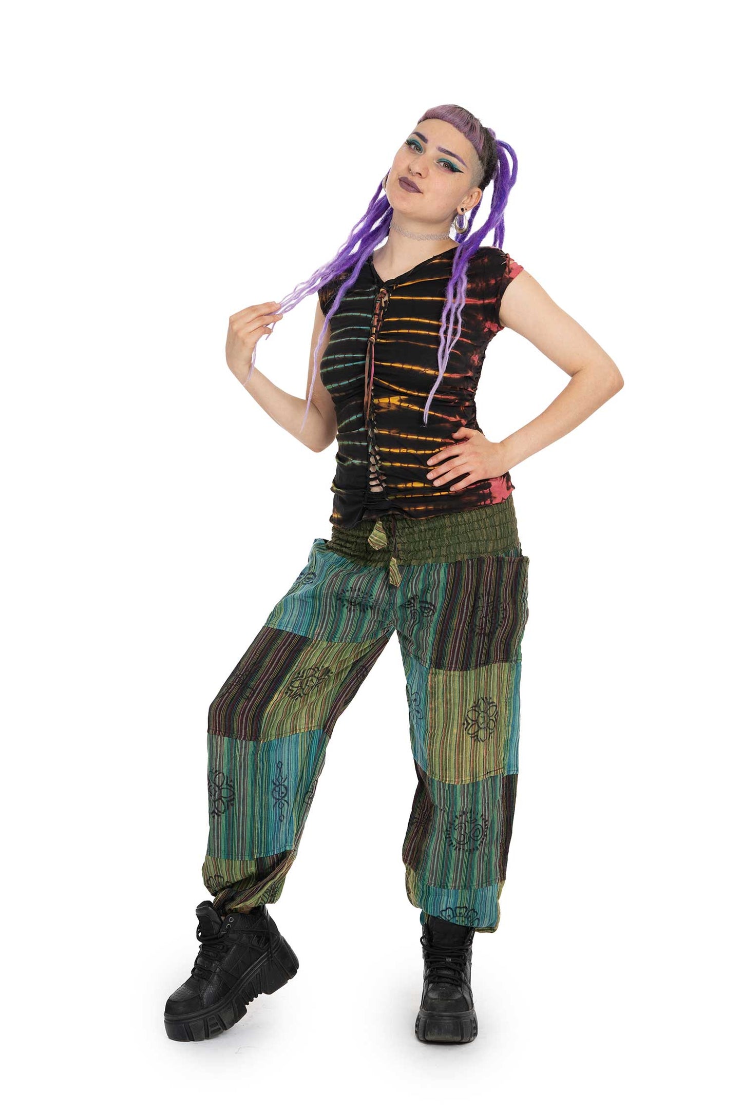 Patchwork Block Print Trousers - Jellyfish Trousers (RGJELLT) by Altshop UK