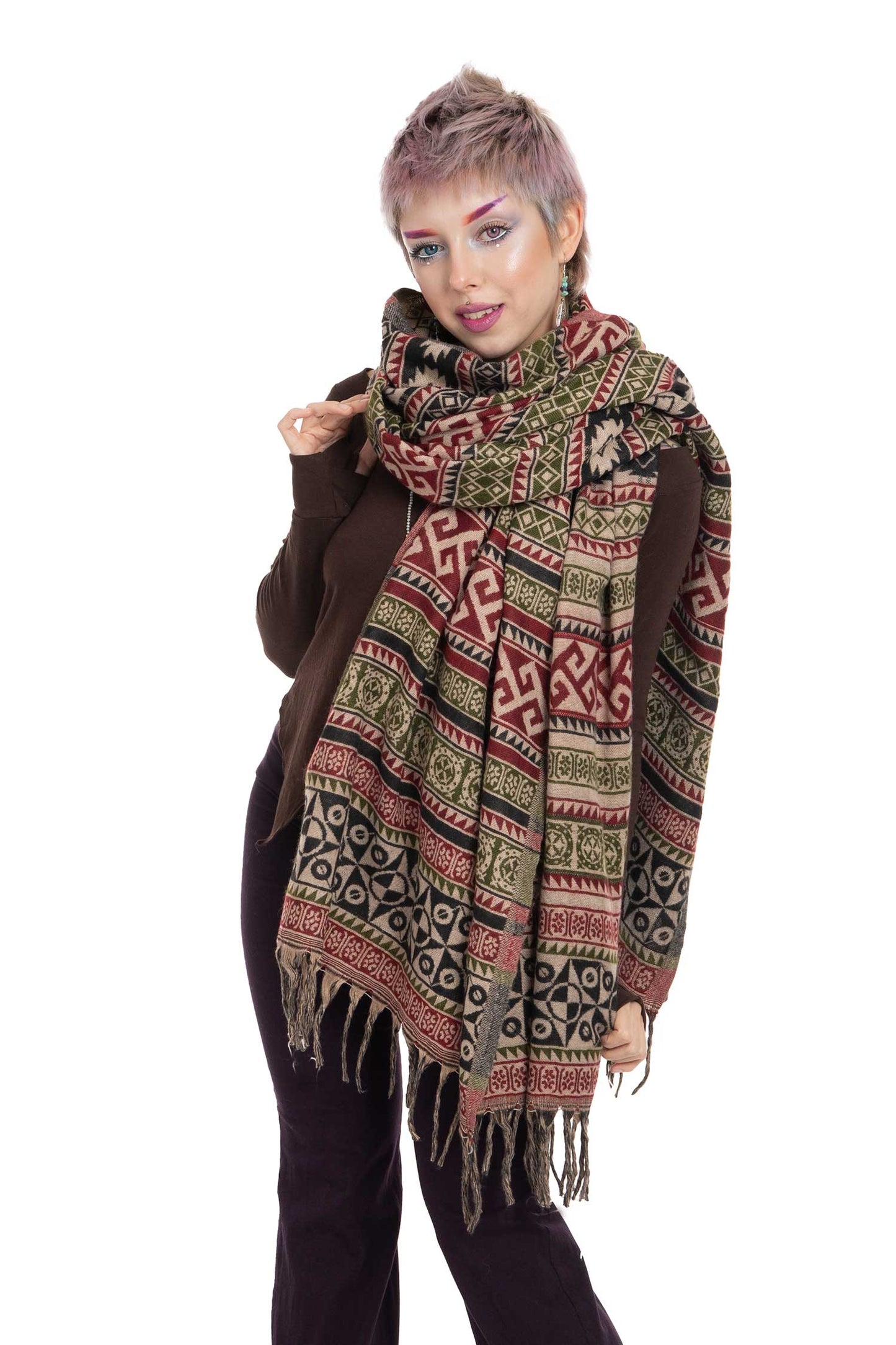 Aztec Turkish Tribal Design Geometric Pattern Shawl - Geo Shawl (ROKGESH) by Altshop UK