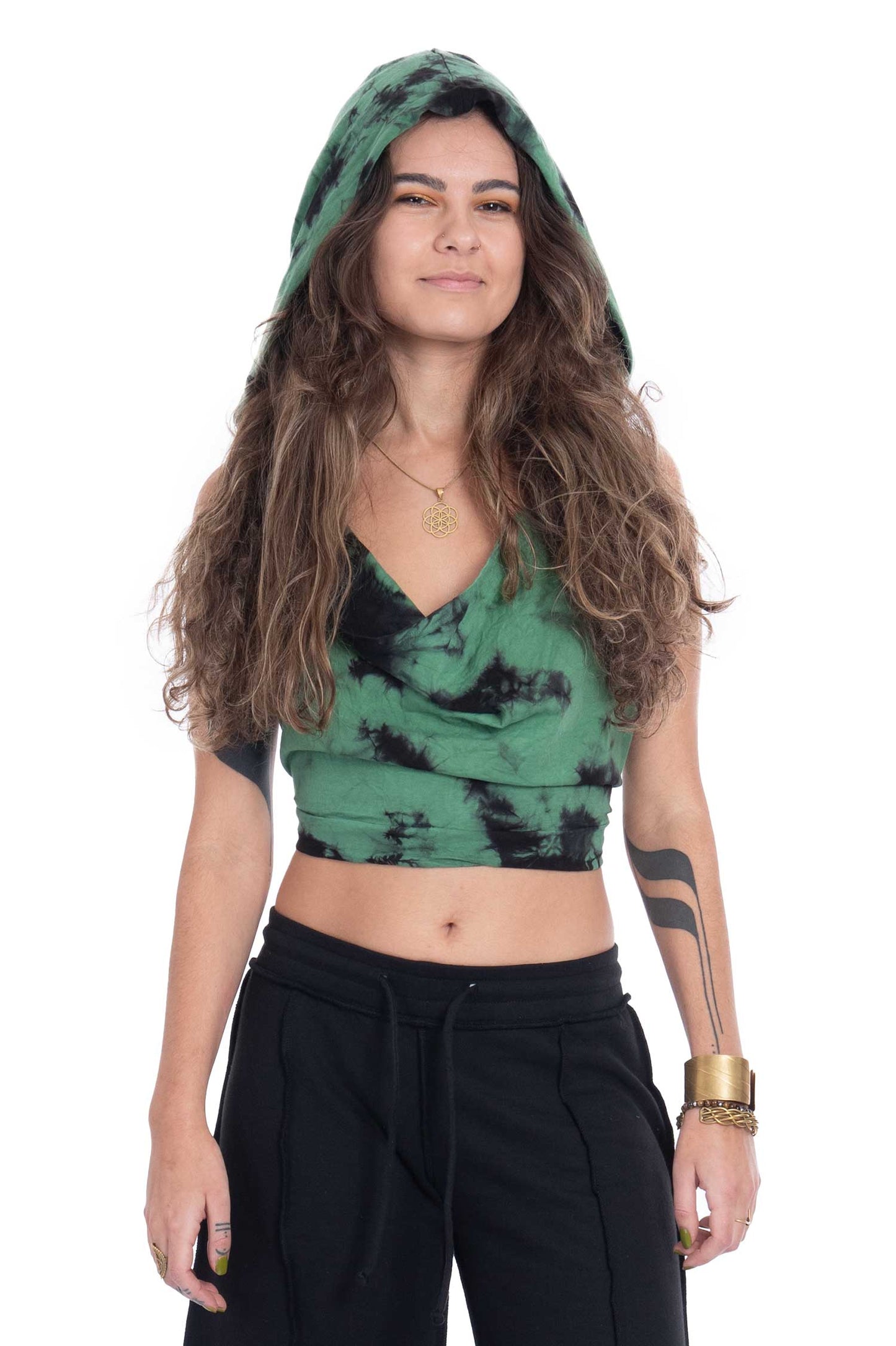 Hooded Backless Cowl Top