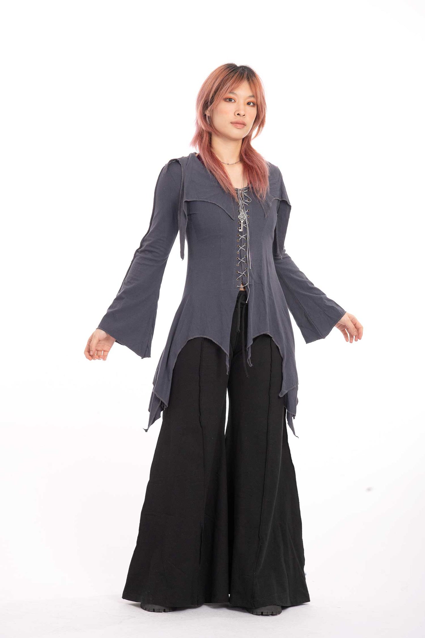 Pagan Tendrils Lace-Up Dress, Boho Fae Top - RikRak Dress (WDR5062) by Altshop UK
