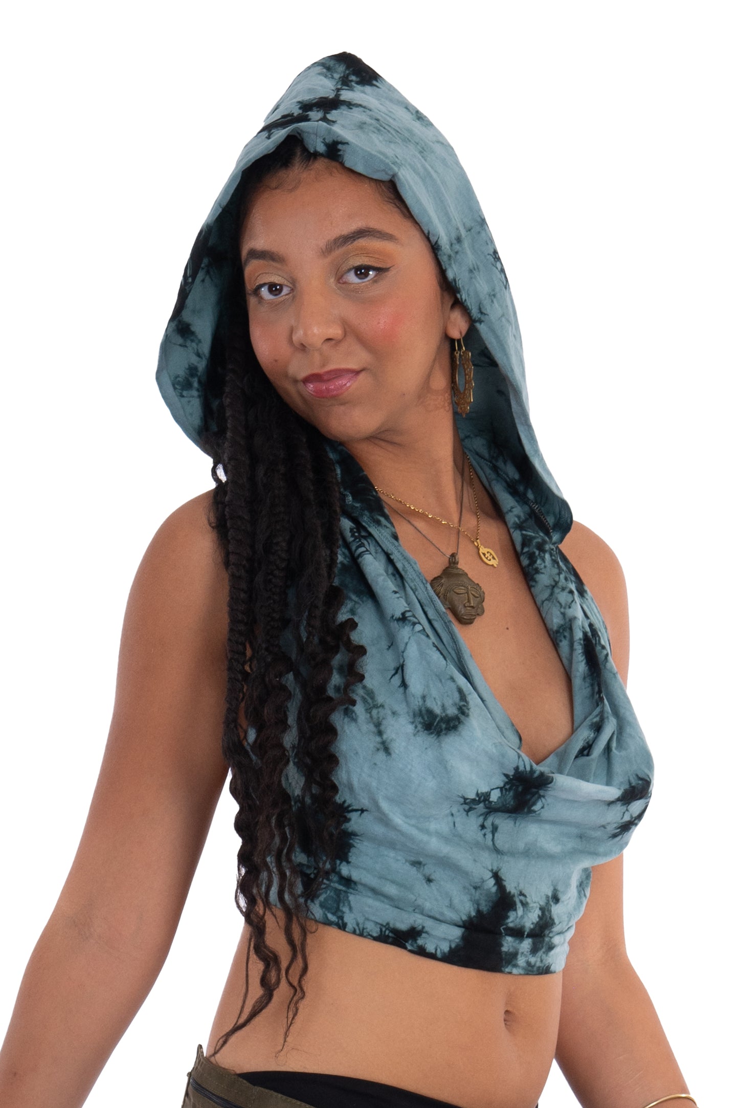 Hooded Backless Cowl Top