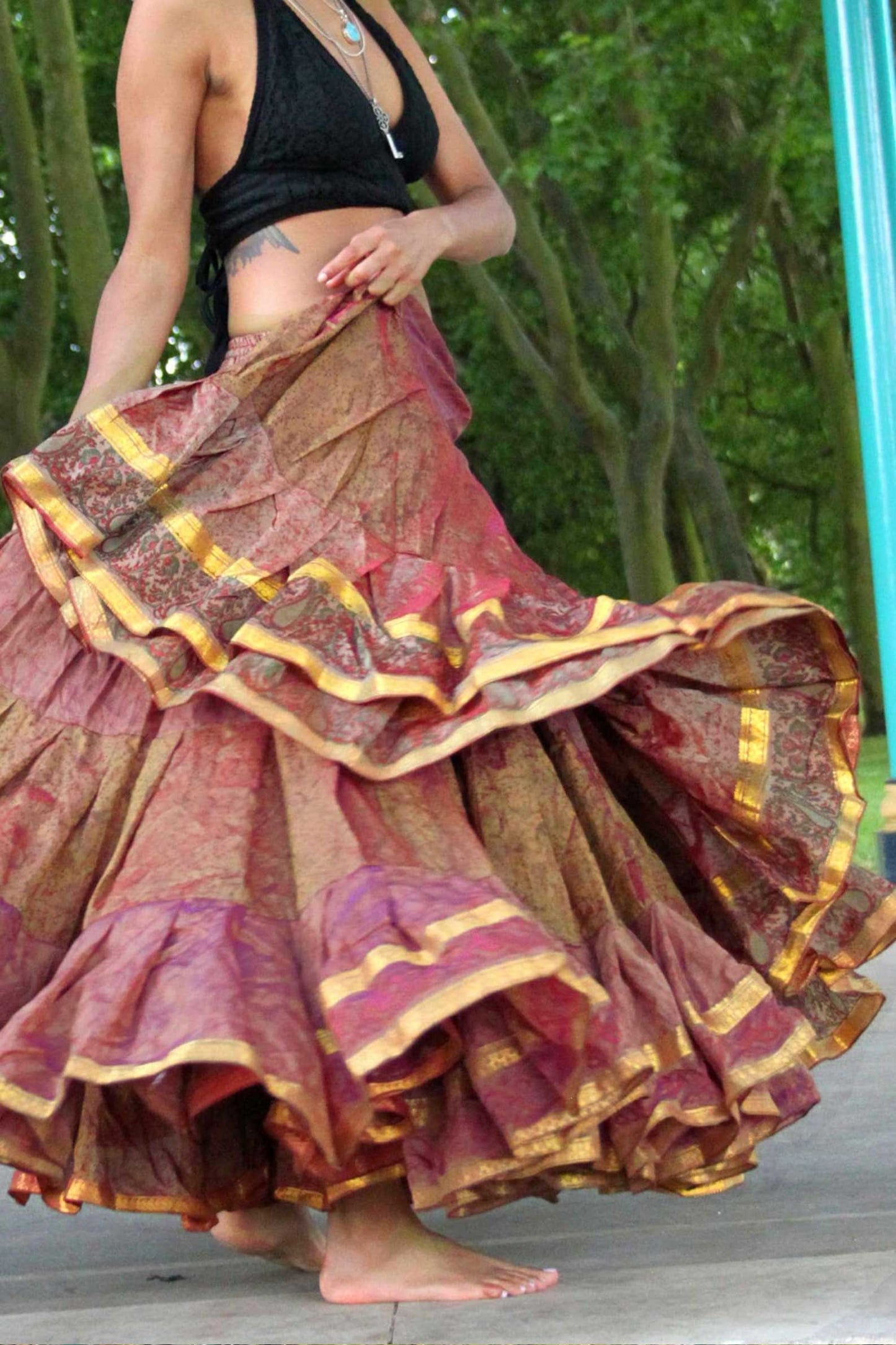 Long Upcycled Belly Dance ATS Skirt