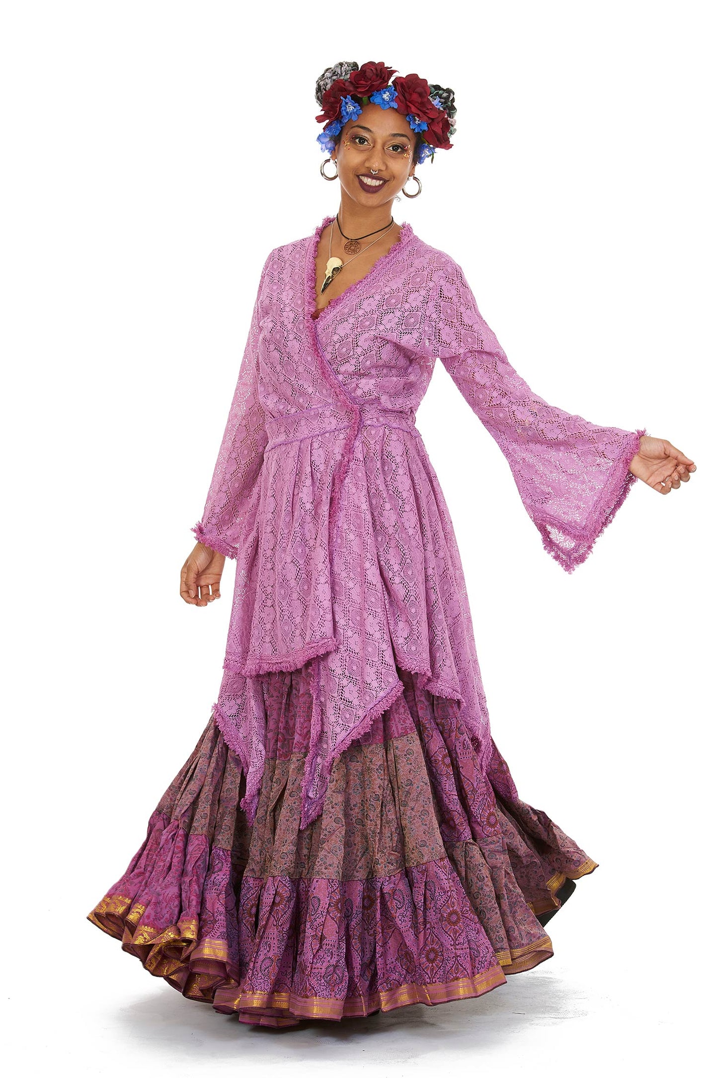 Ibiza Wrap Jacket, pagan Gypsy boho kimono vintage-style hippy top - Lace wrap (DBANLA) by Altshop UK