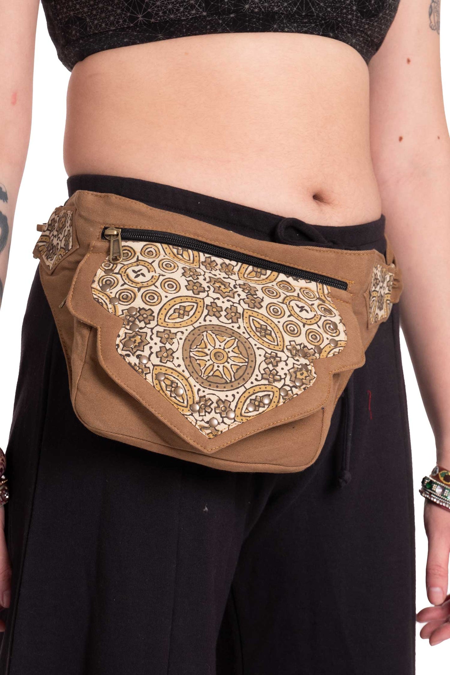 Hand Stamped Block Print Pocket Belt - Block Print Belt (AARBLOK) by Altshop UK