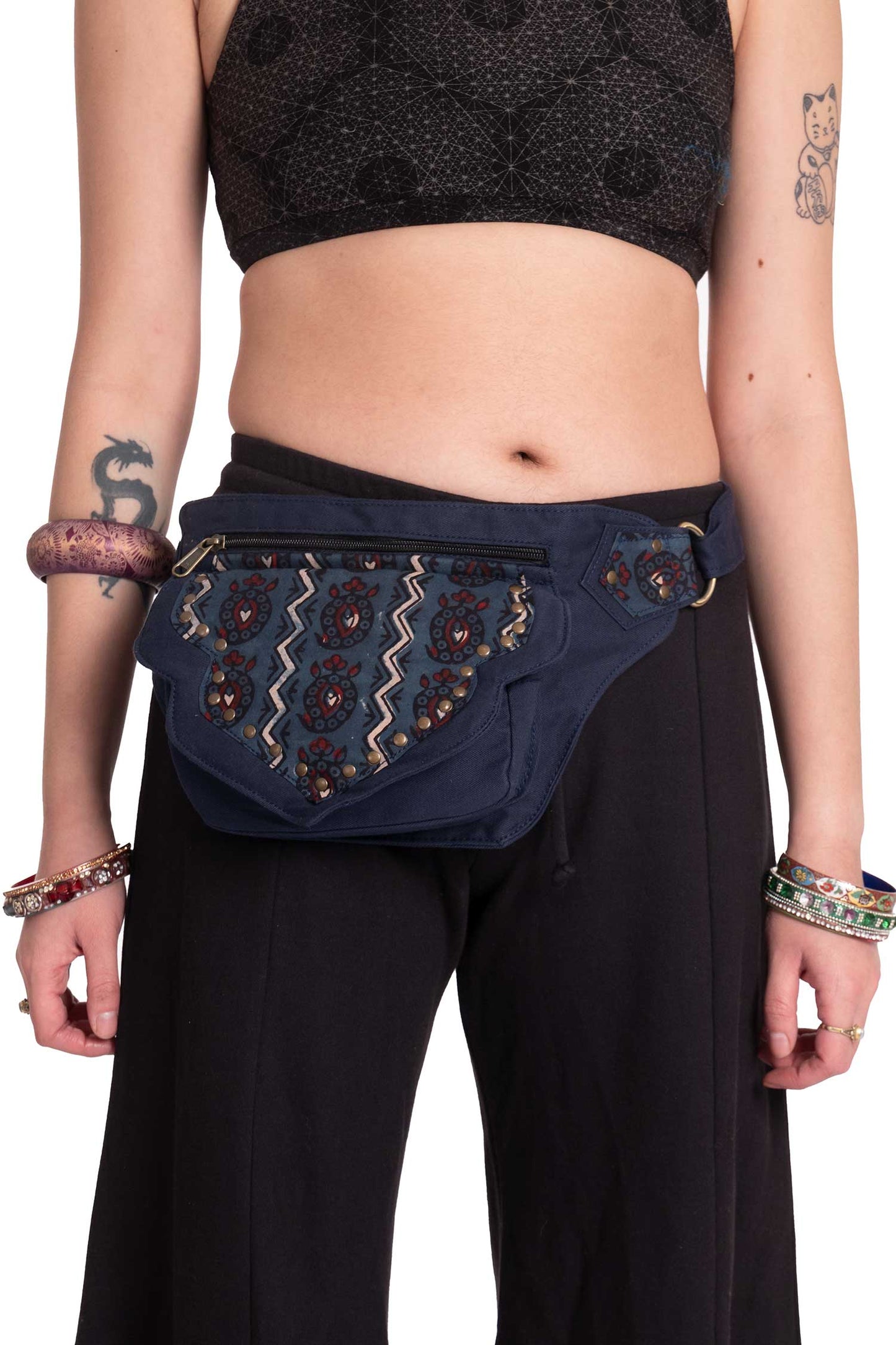 Hand Stamped Block Print Pocket Belt - Block Print Belt (AARBLOK) by Altshop UK