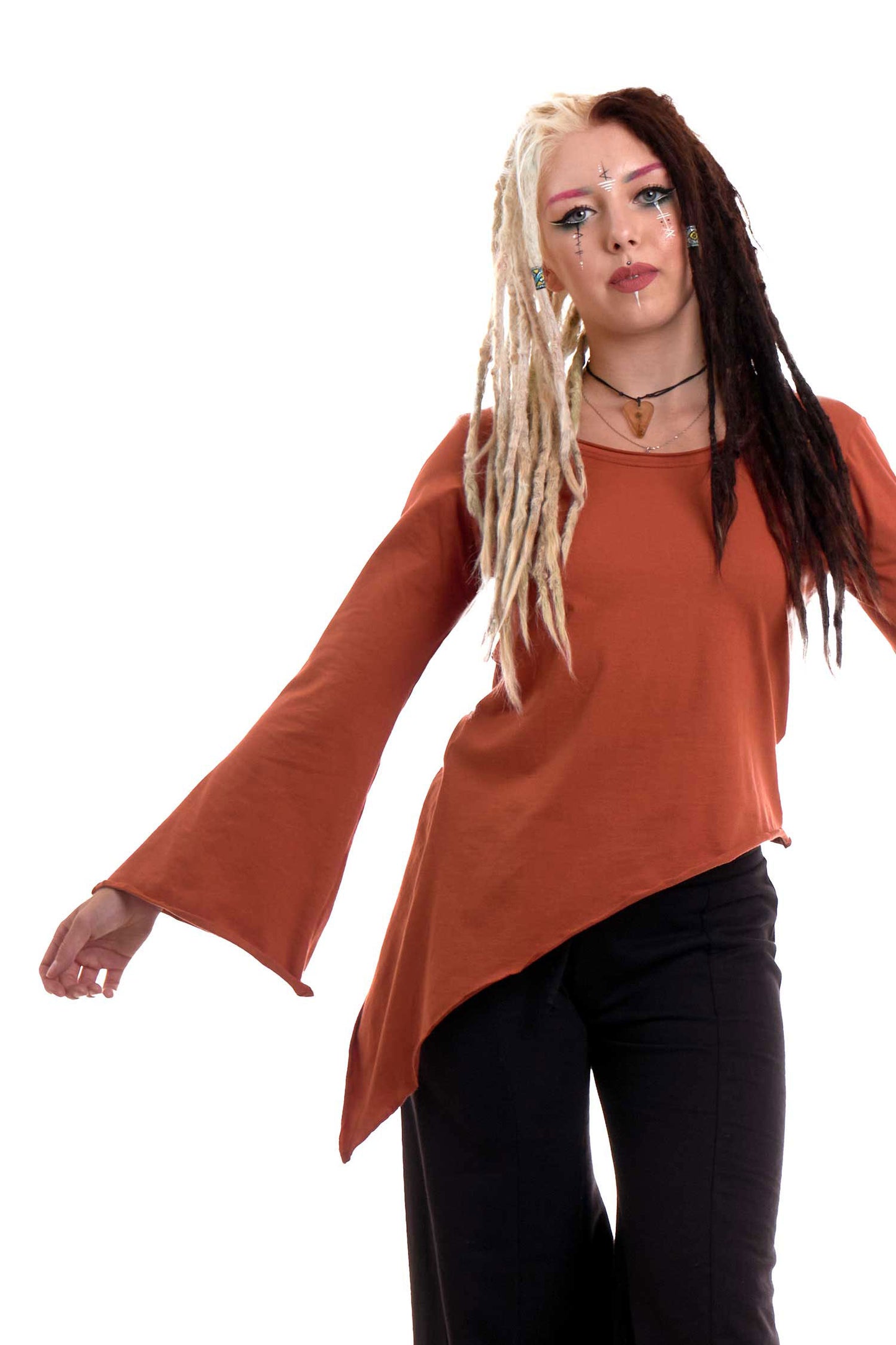 Assym long sleeve pixie top - Cutneck Top (ROKCUTN) by Altshop UK