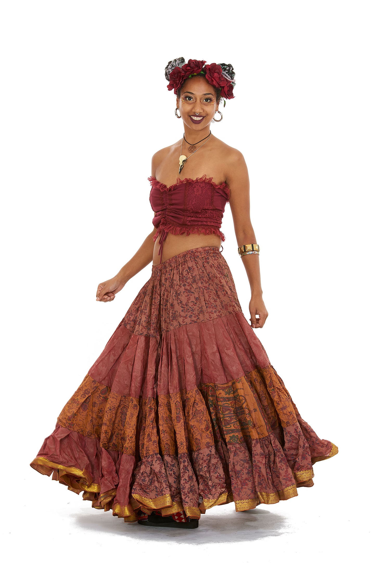 Long Upcycled Belly Dance ATS Skirt