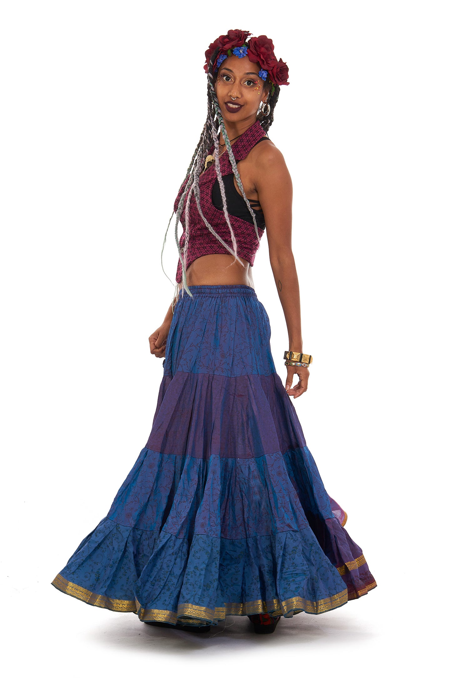 Long Upcycled Belly Dance ATS Skirt
