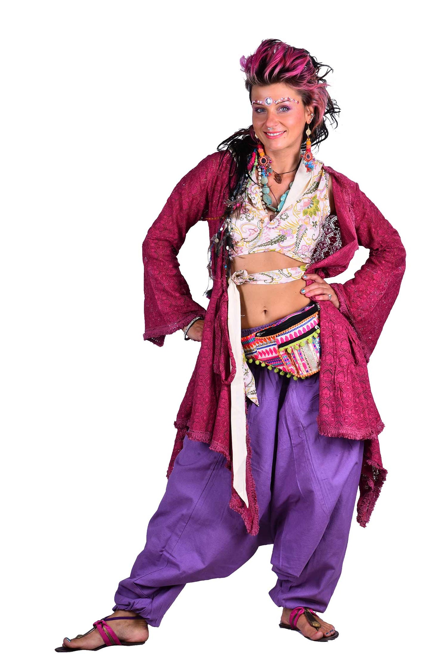 Ibiza Wrap Jacket, pagan Gypsy boho kimono vintage-style hippy top - Lace wrap (DBANLA) by Altshop UK