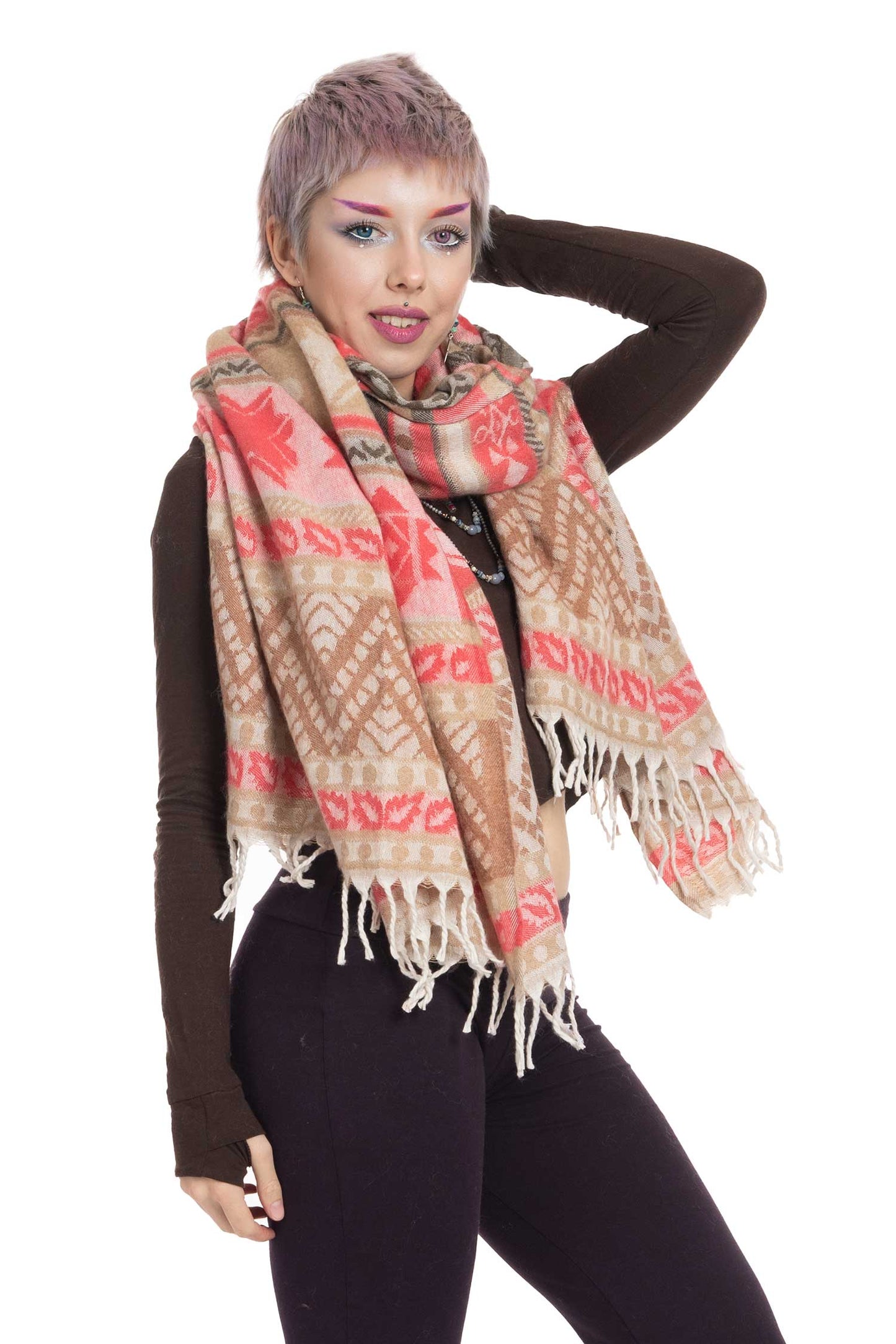 Pastel Colours Geometric Shawl Scarf - Candy Cane Shawl (ROKCCS) by Altshop UK