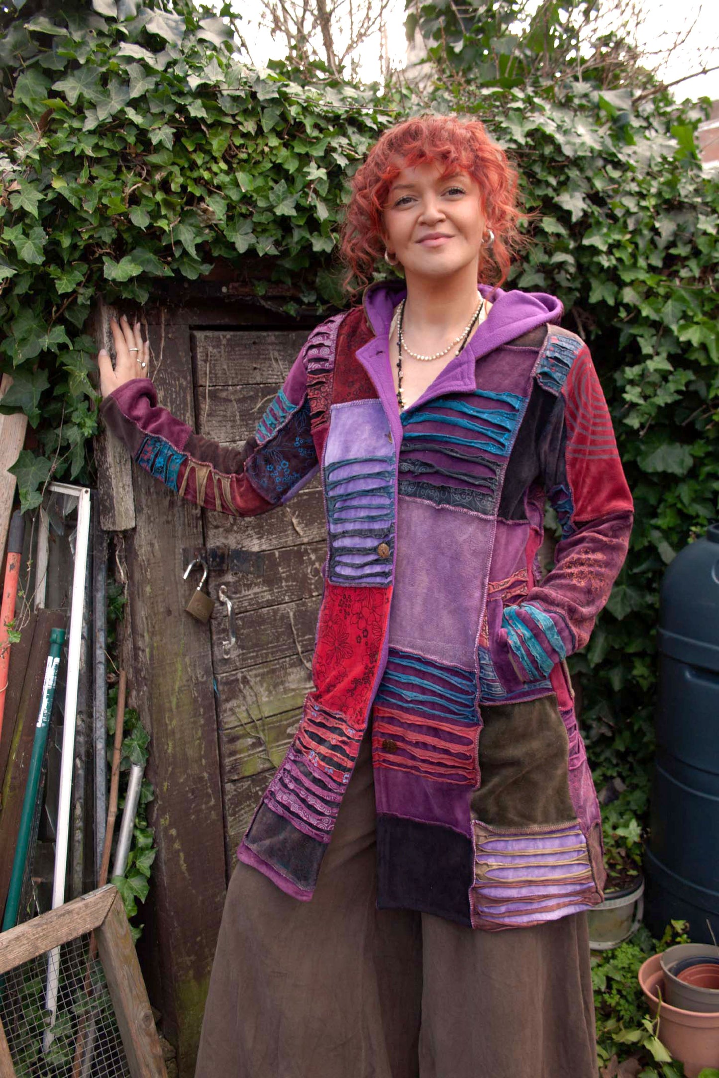 Warm Velvet Patchwork Coat