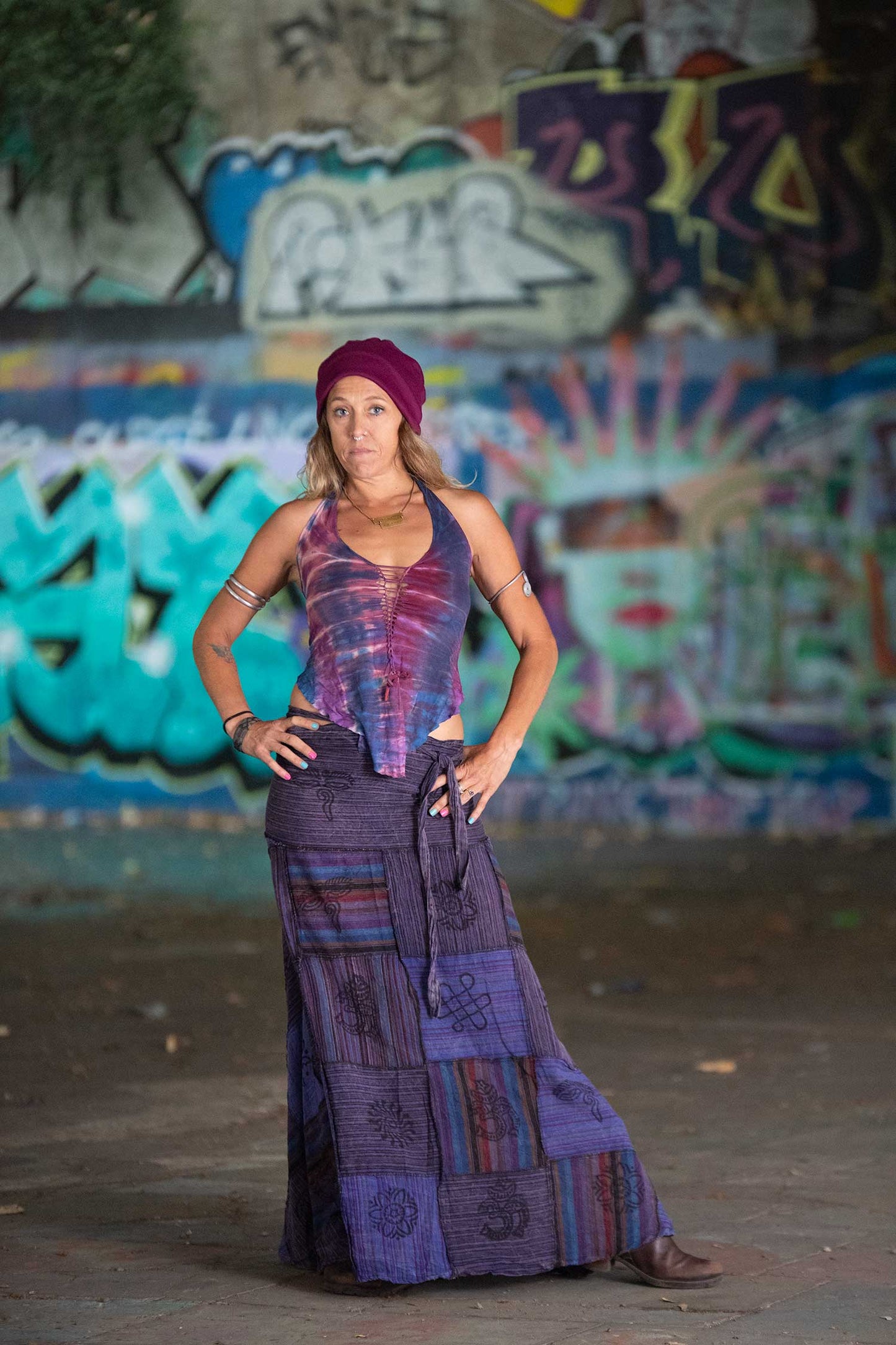 Long Earthy Hippy Patchwork Wrap Skirt - Earth Skirt (DSCN27817) by Altshop UK