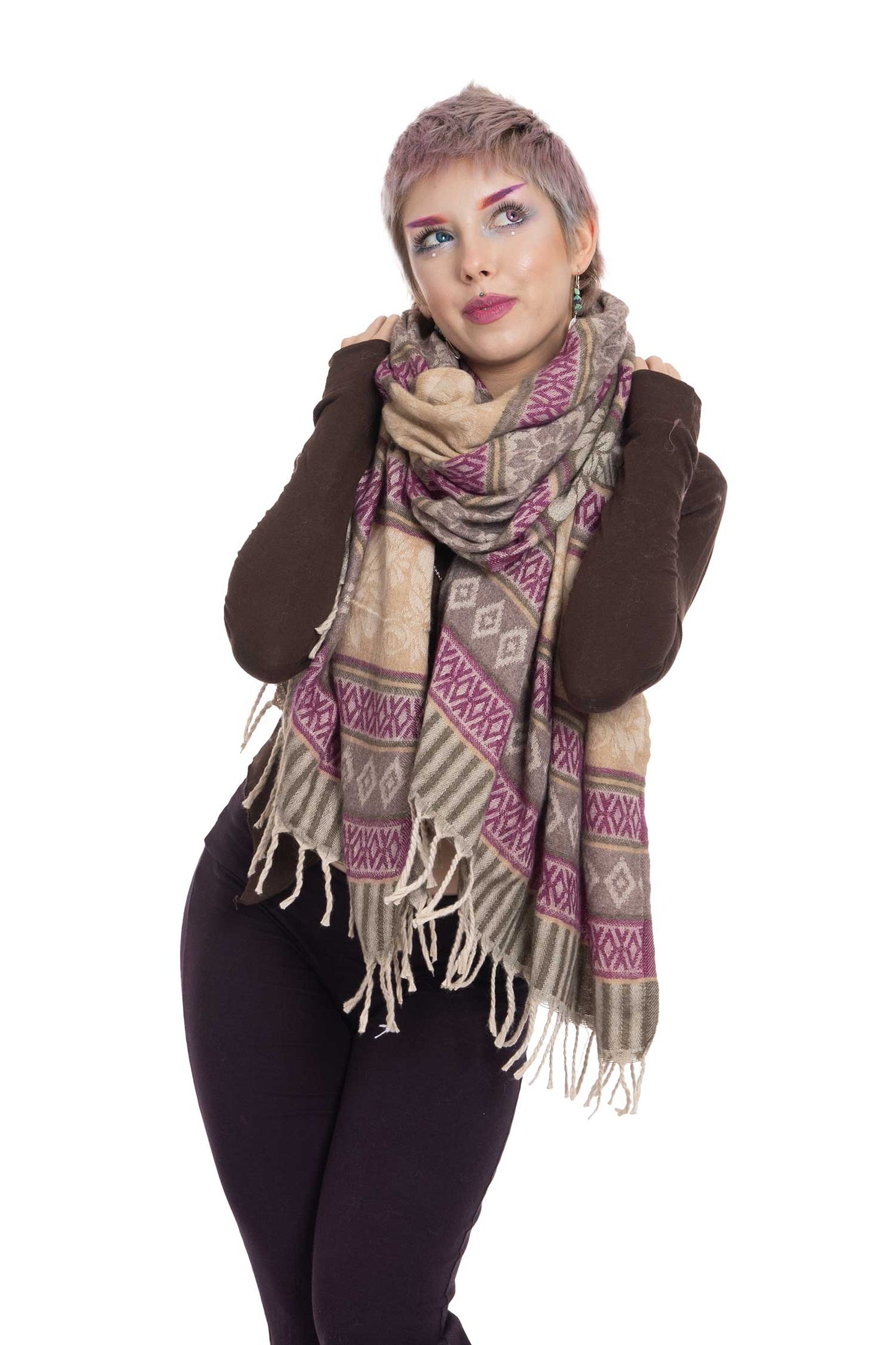 Pastel Colours Geometric Shawl Scarf - Candy Cane Shawl (ROKCCS) by Altshop UK