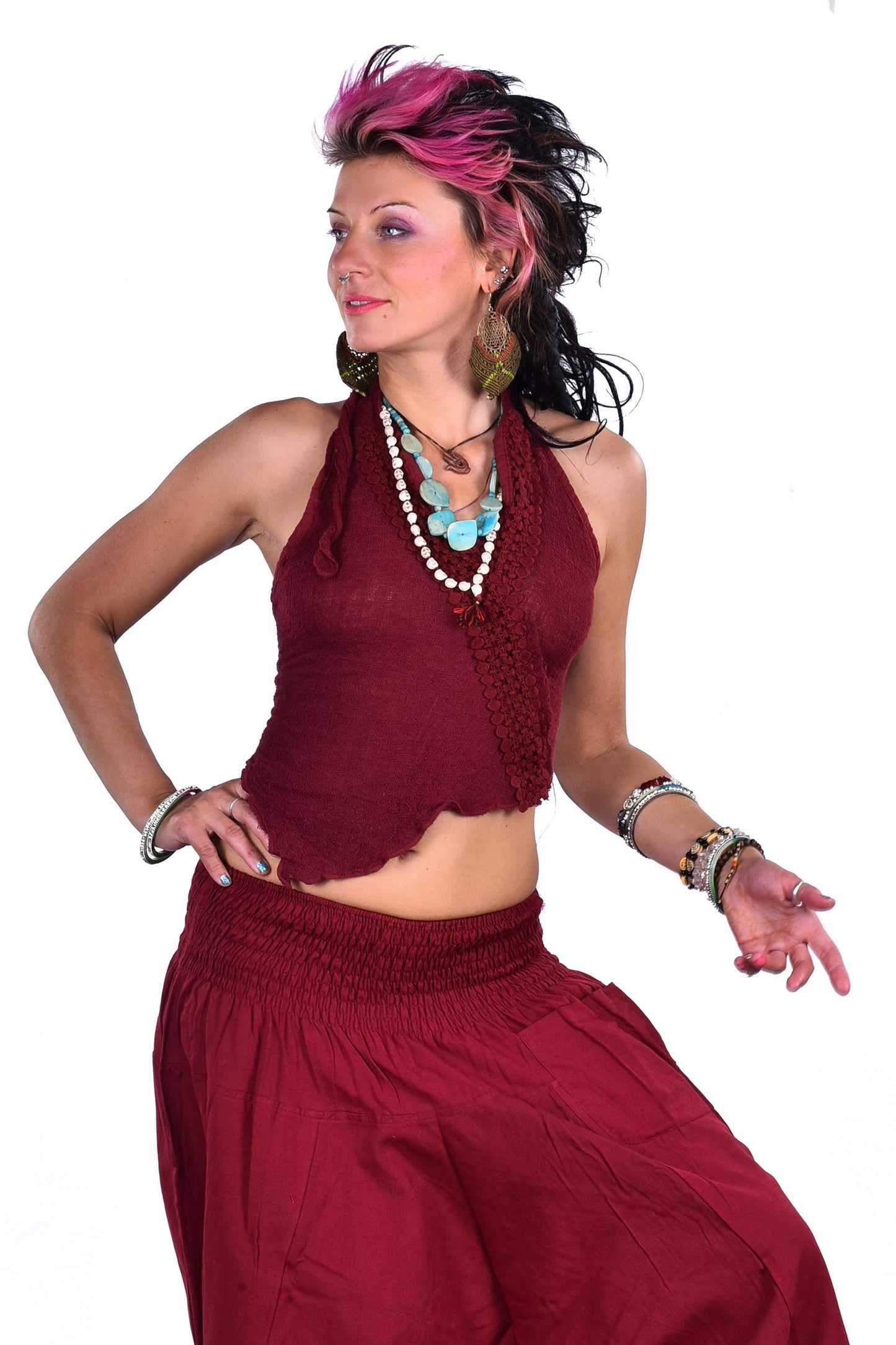 Hippy Boho Mermaid Top, Goa Festival Crop Top - Ghass Mini Top (DMGHMT) by Altshop UK