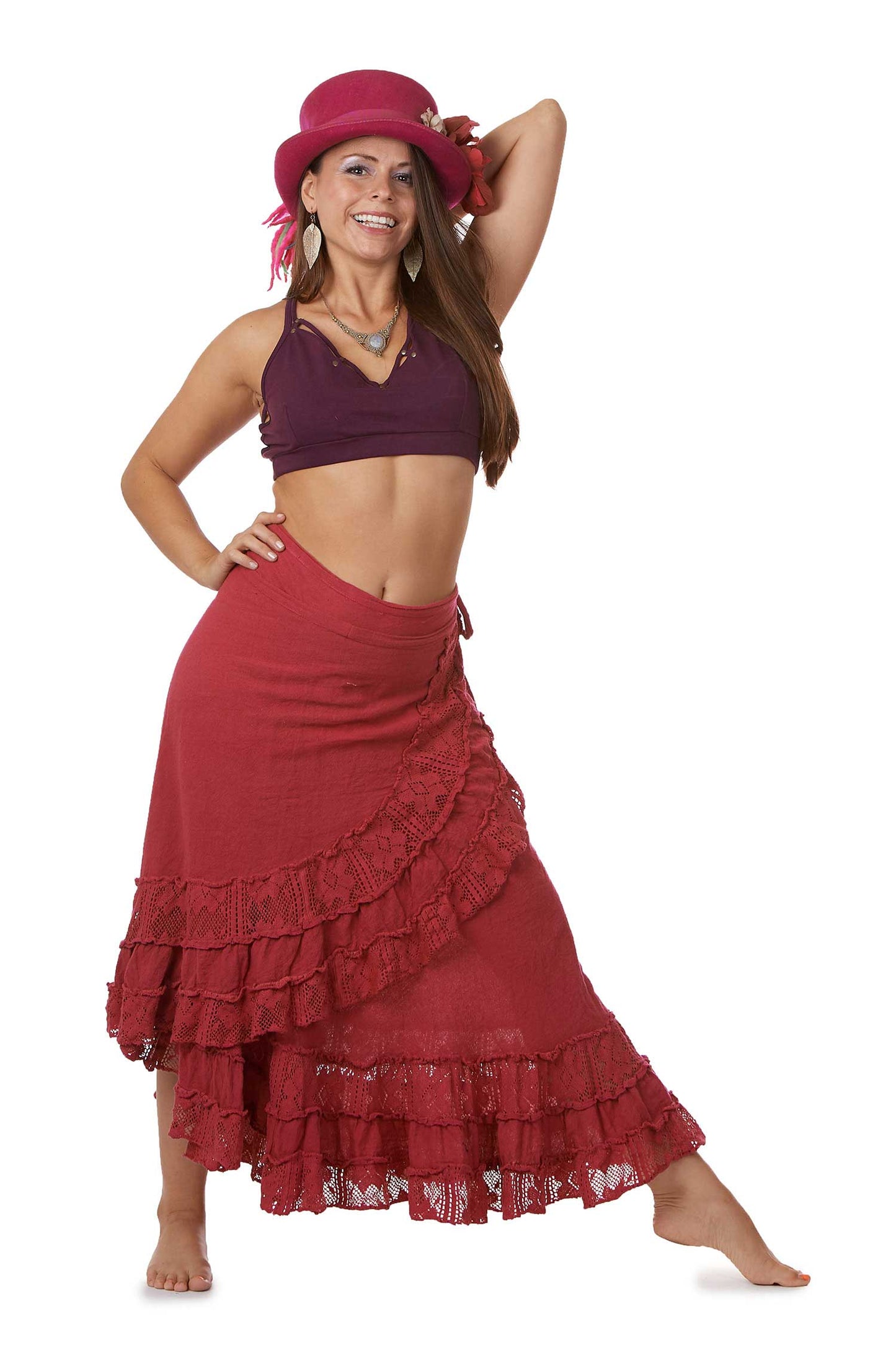 Jute and Lace Boho Wrap Skirt - Jute Lucy Skirt (ROKJLWR) by Altshop UK
