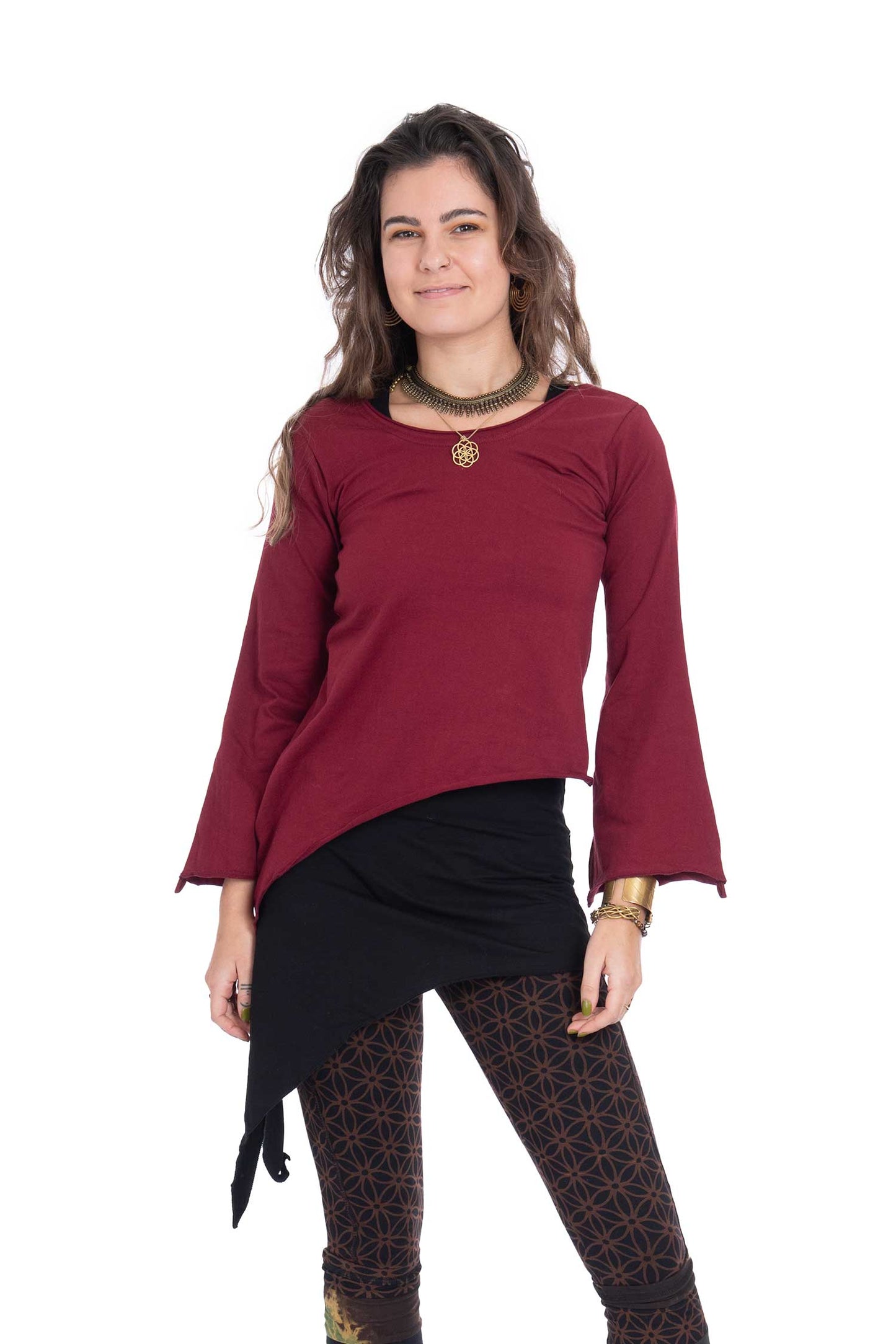 Assym long sleeve pixie top - Cutneck Top (ROKCUTN) by Altshop UK