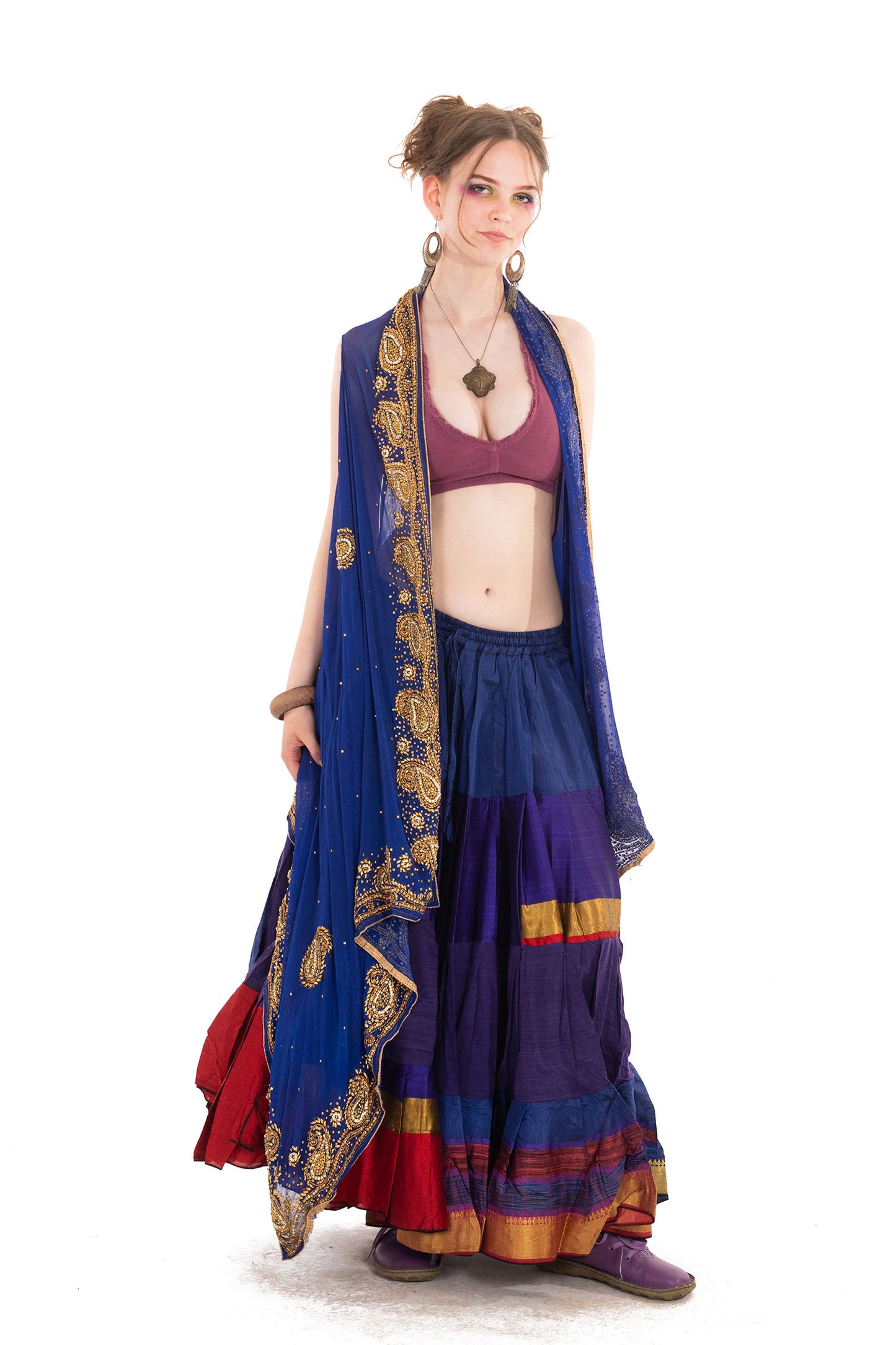 Floaty Sparkly Sheer Sequin Cardigan in Royal Blue