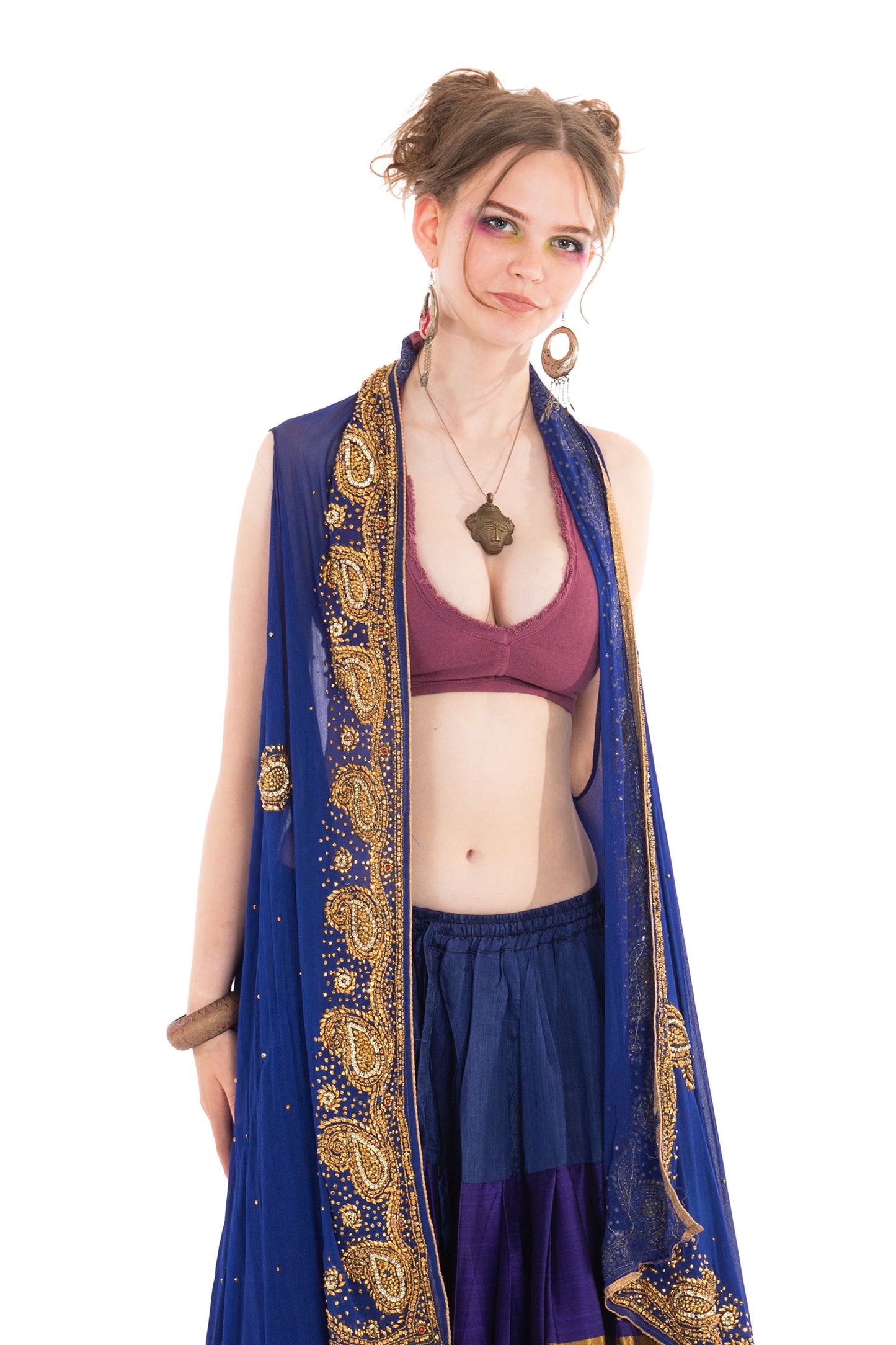 Floaty Sparkly Sheer Sequin Cardigan in Royal Blue