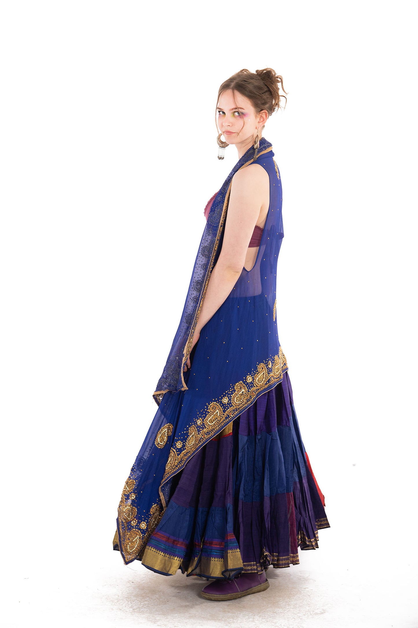 Floaty Sparkly Sheer Sequin Cardigan in Royal Blue