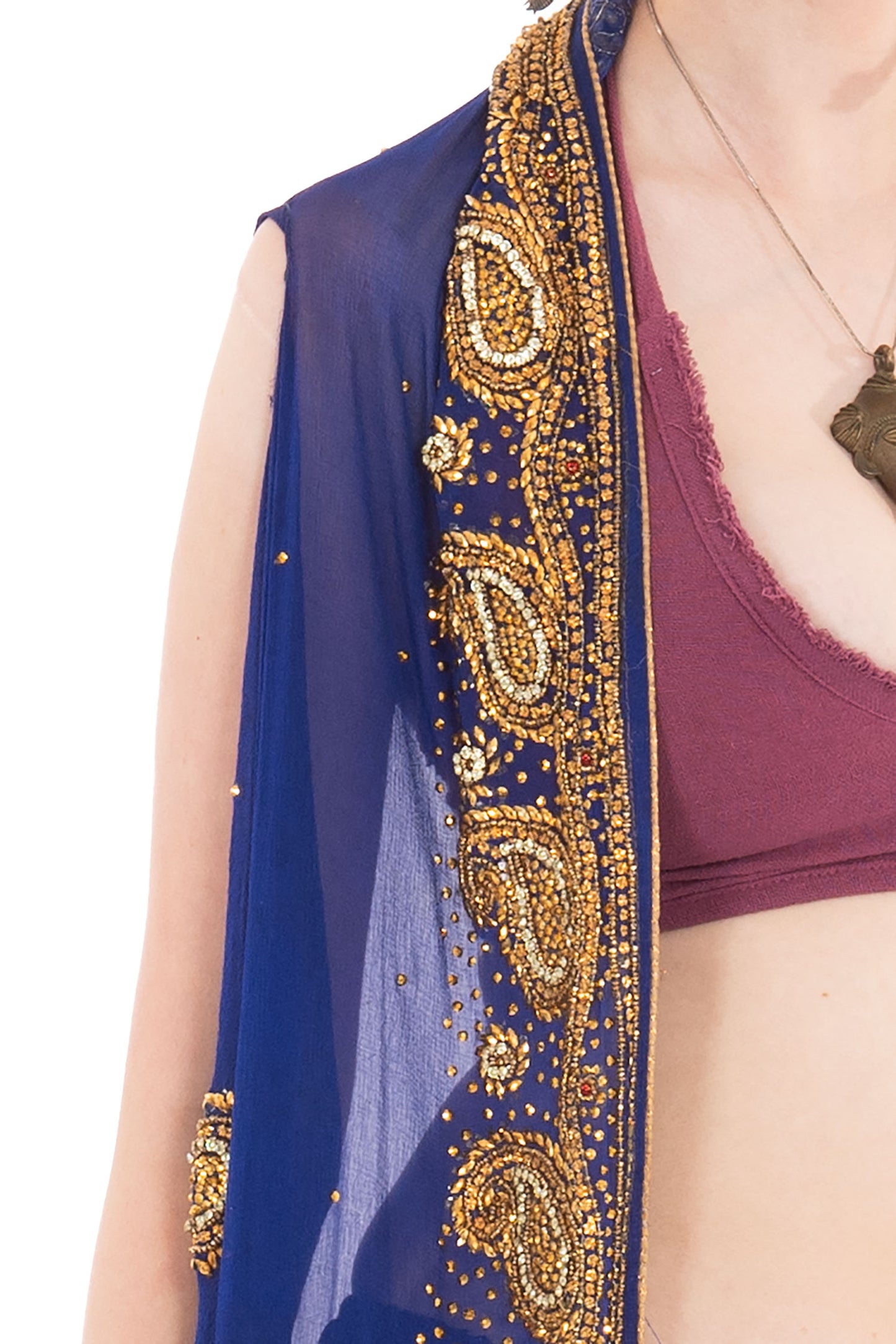 Floaty Sparkly Sheer Sequin Cardigan in Royal Blue
