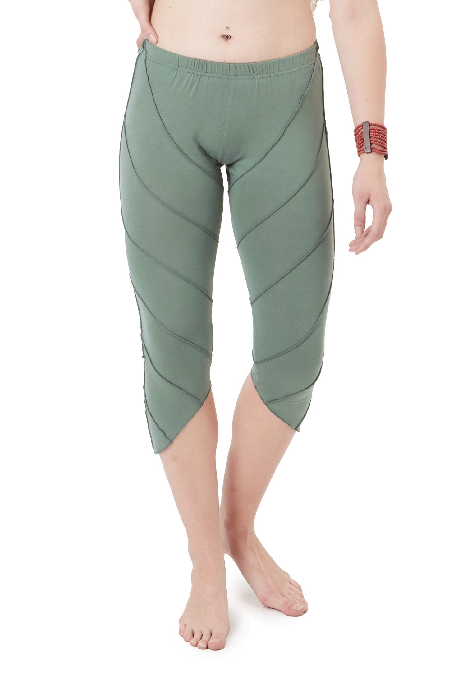 Organic Cotton Cropped Yoga Pixie Leggings - Piko Leaf Leggings (TLP153) by Altshop UK