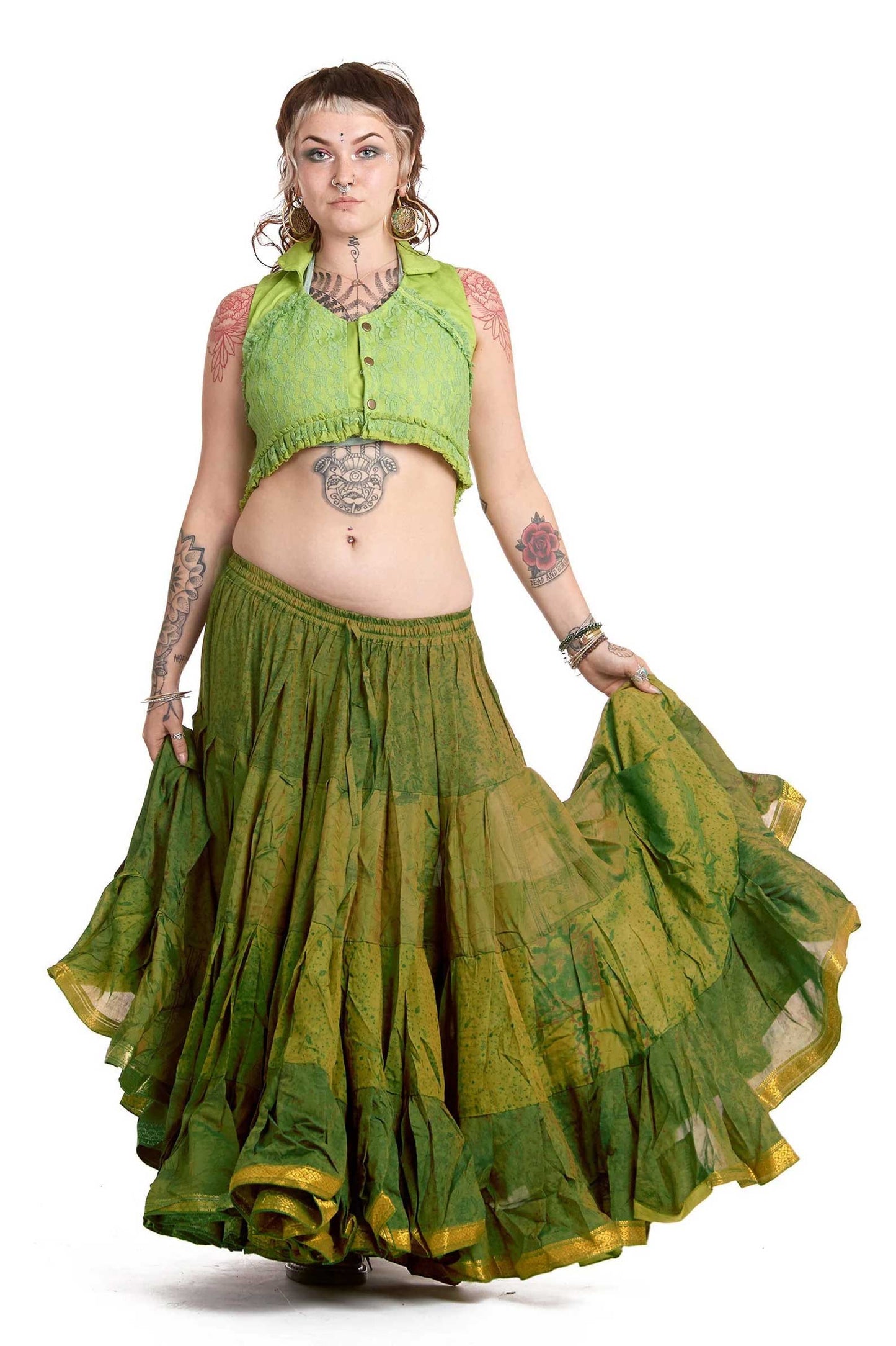 Long Upcycled Belly Dance ATS Skirt