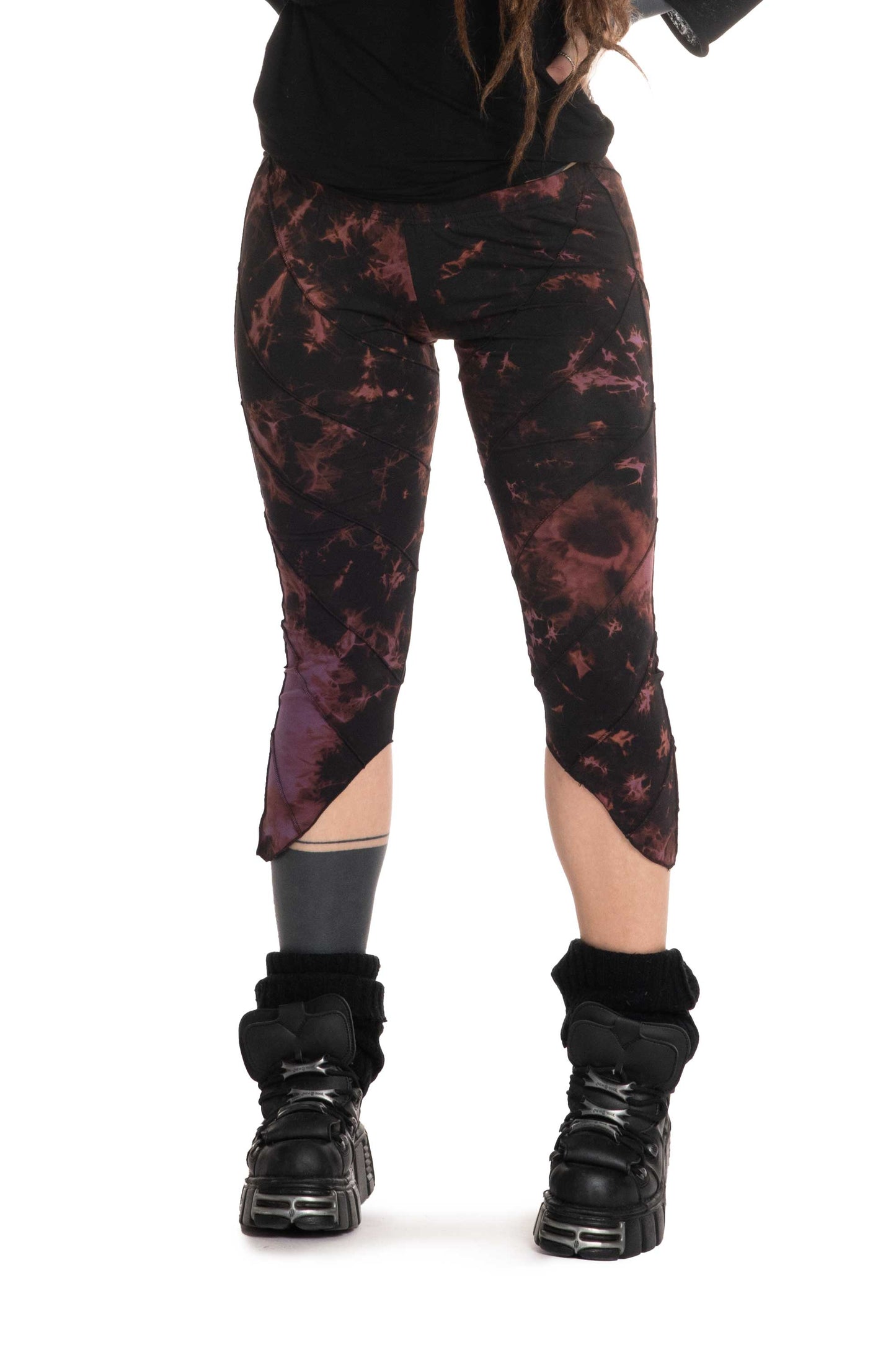 Organic Cotton Cropped Yoga Pixie Leggings - Piko Leaf Leggings (TLP153) by Altshop UK