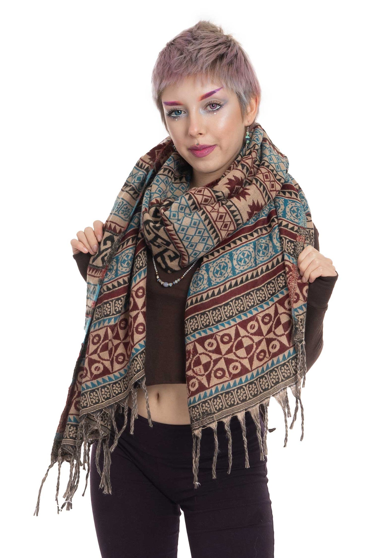 Aztec Turkish Tribal Design Geometric Pattern Shawl - Geo Shawl (ROKGESH) by Altshop UK
